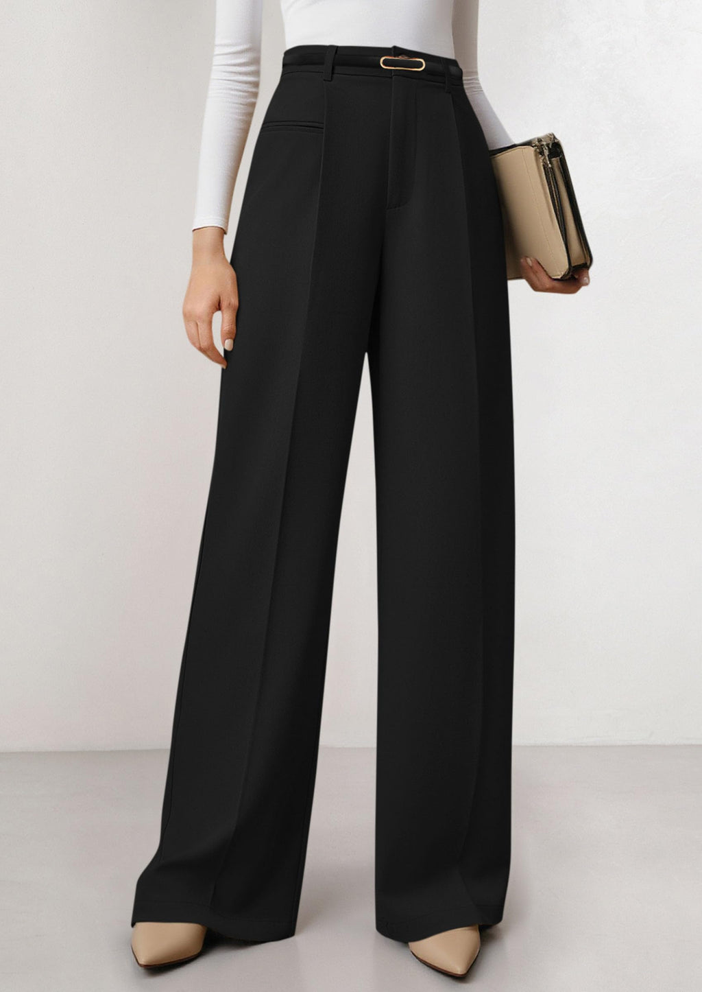 PRETTYGARDEN Womens Wide Leg Dress Pants Business Casual Flowy Work Palazzo Pants High Waisted Slacks Trousers