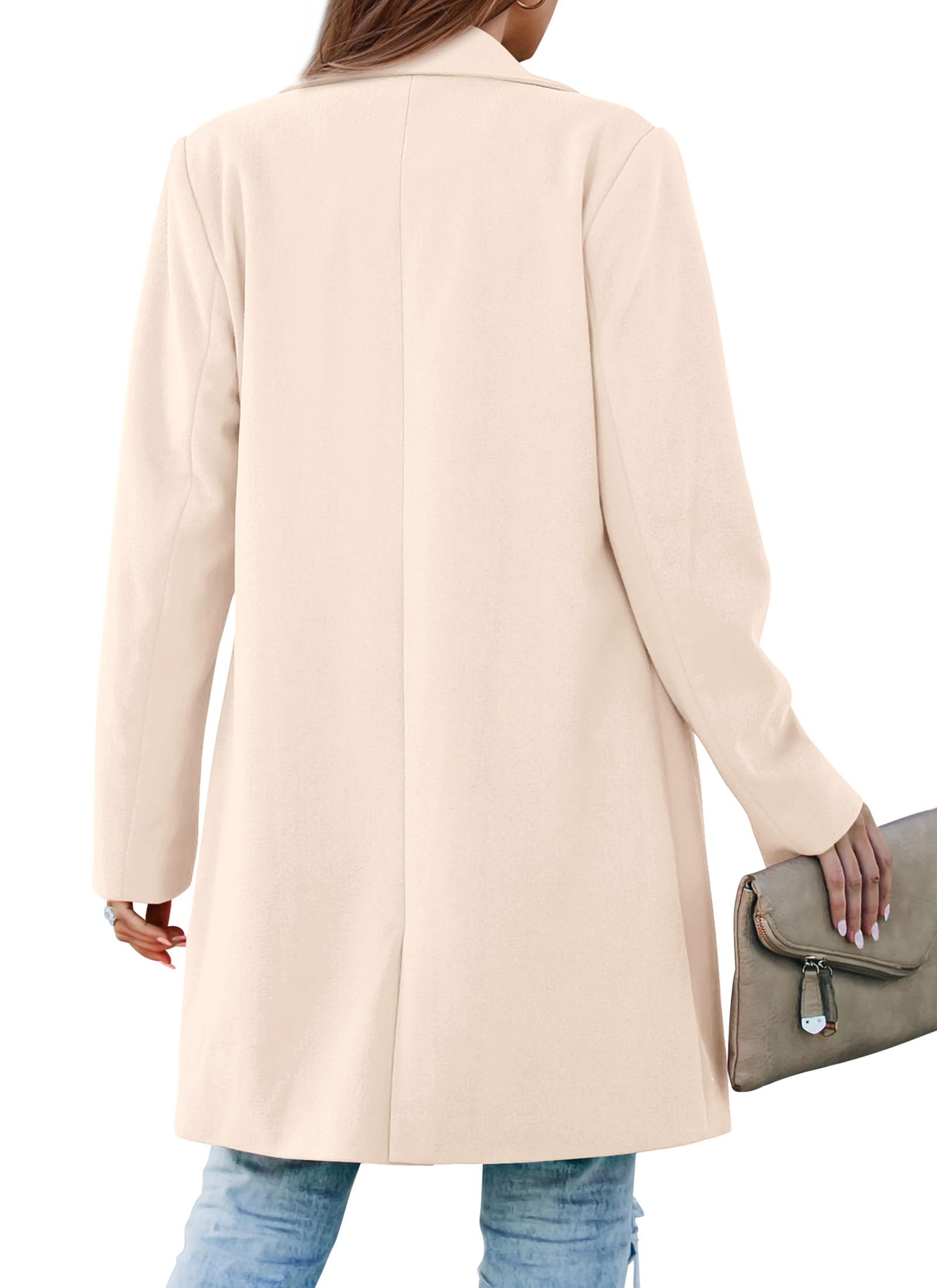 PRETTYGARDEN Women's Spring Fall Long Blazer Jackets Long Sleeve Lapel Pockets Loose Fit Work Casual Blazers Outerwear