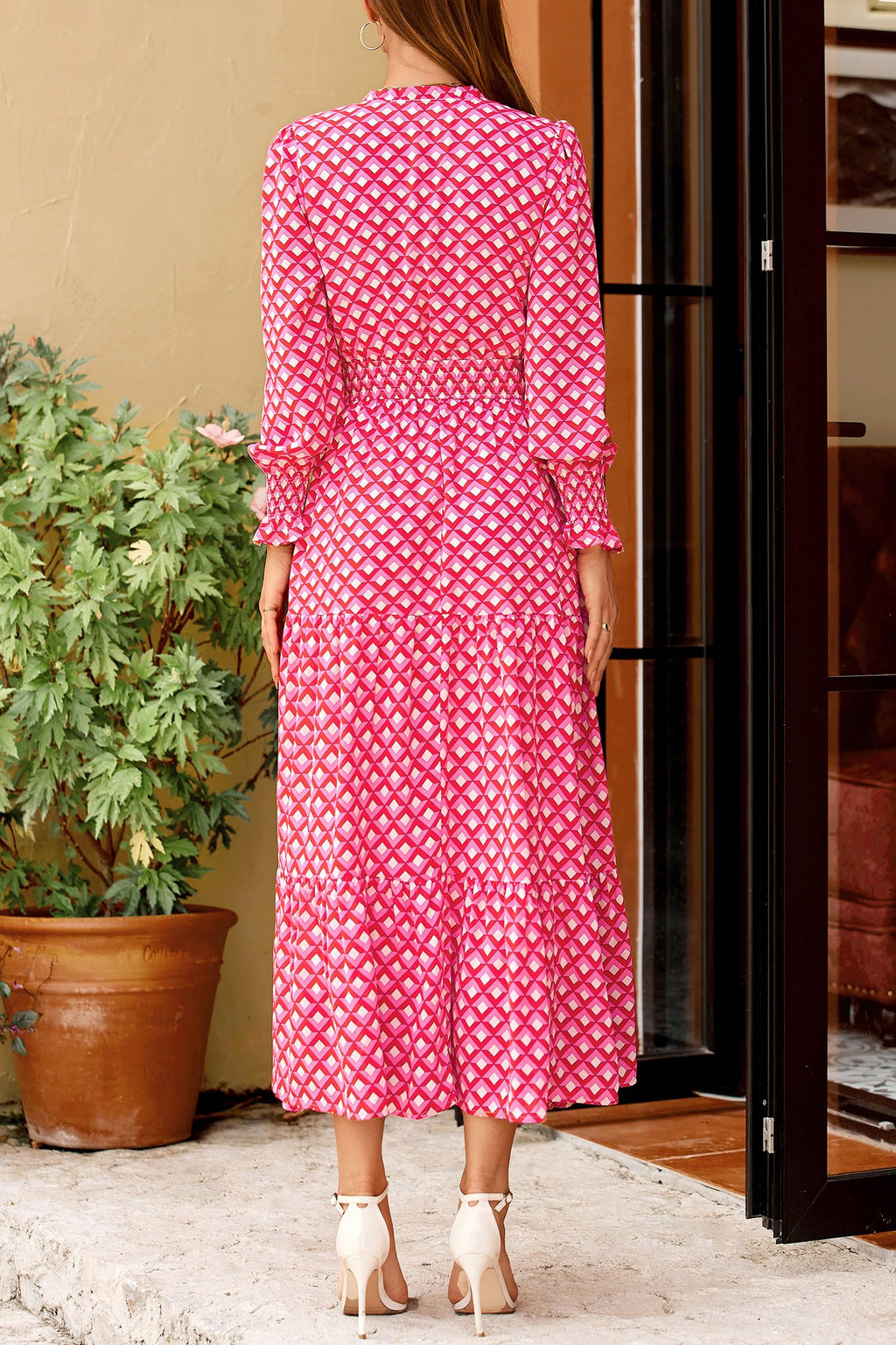 PRETTYGARDEN Women's Floral Maxi Dress Fall Long Sleeve V Neck Casual A Line Long Flowy Boho Party Dresses