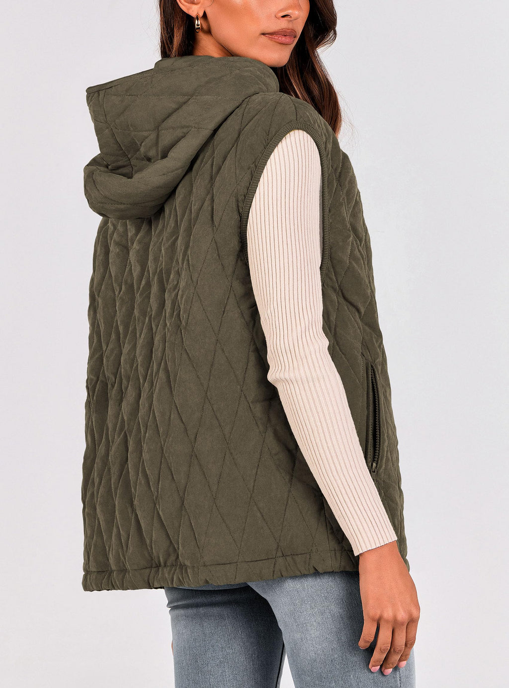 PRETTYGARDEN Women's Fall Spring Vest Casual Sleeveless Hooded Zip Up Jacket Trendy Winter Coat Outerwear