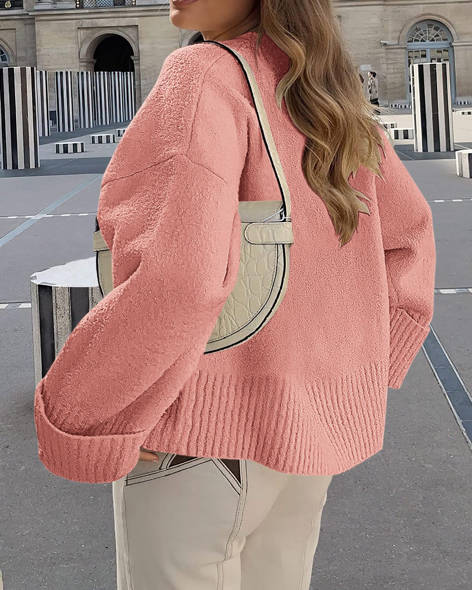 PRETTYGARDEN Women's Fall Oversized Sweaters Casual Crewneck Pullover Long Sleeve Fuzzy Chunky Knit Tops Blouse