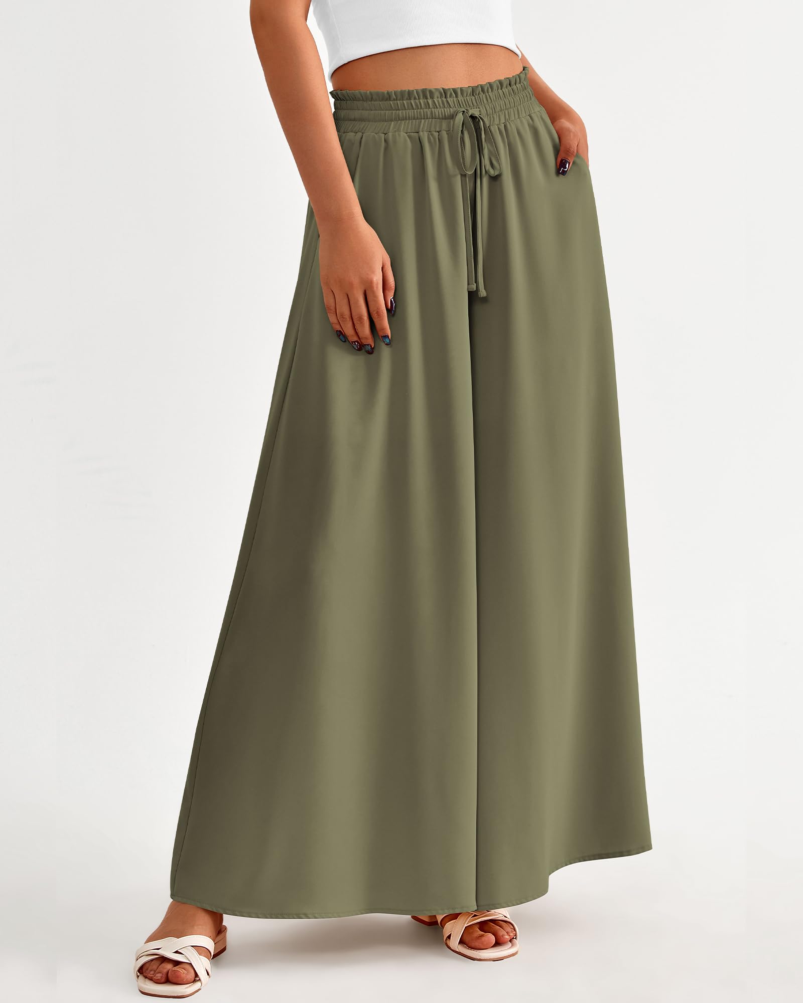 BTFBM Women Casual High Waist Wide Leg Pants Spring Summer Long Palazzo Pants Pocket Lounge Beach Vacation Clothes