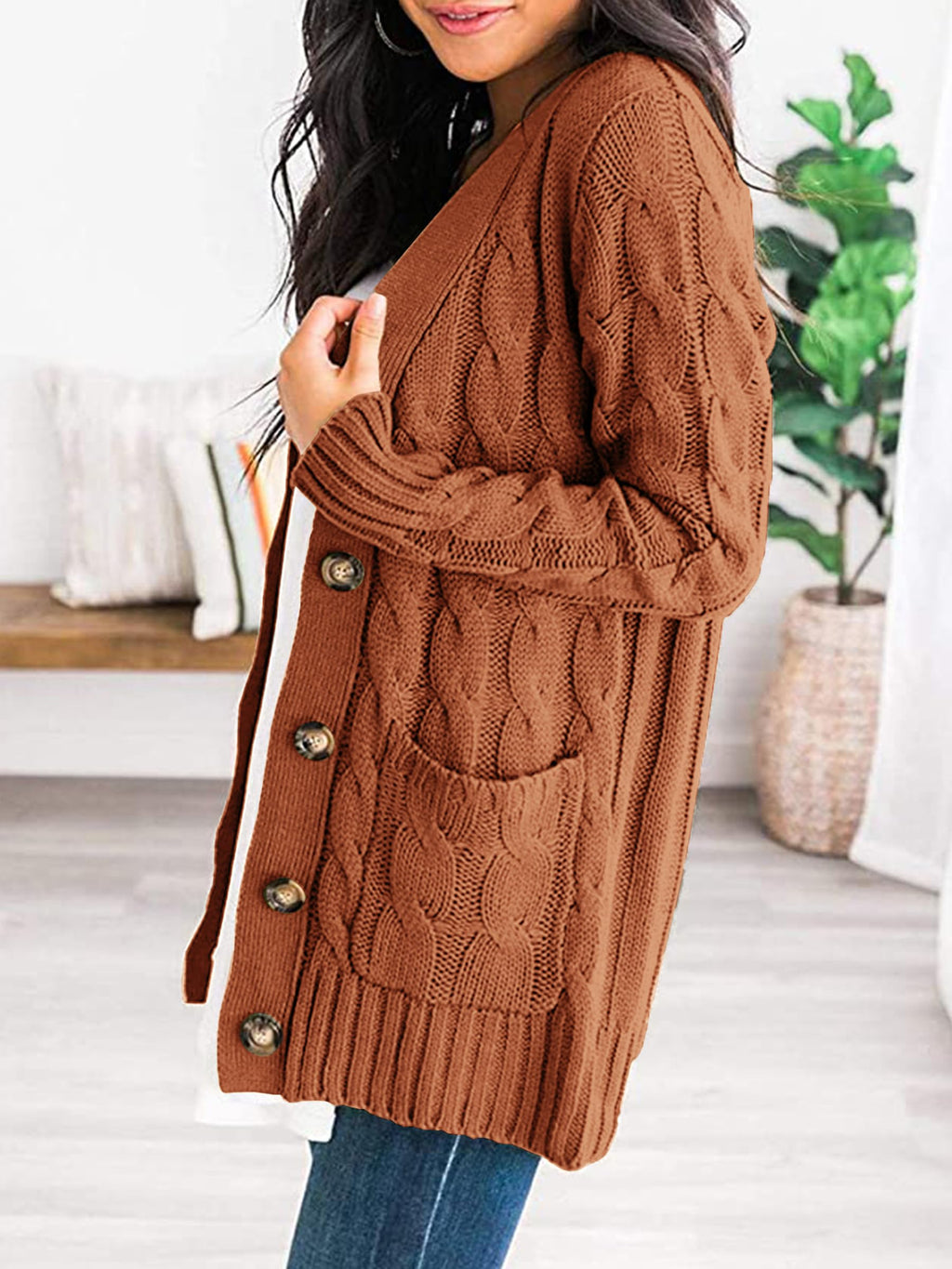 PRETTYGARDEN Women's Open Front Cardigan Sweaters Fall Fashion Button Down Cable Knit Chunky Winter Clothing Outerwear Coats