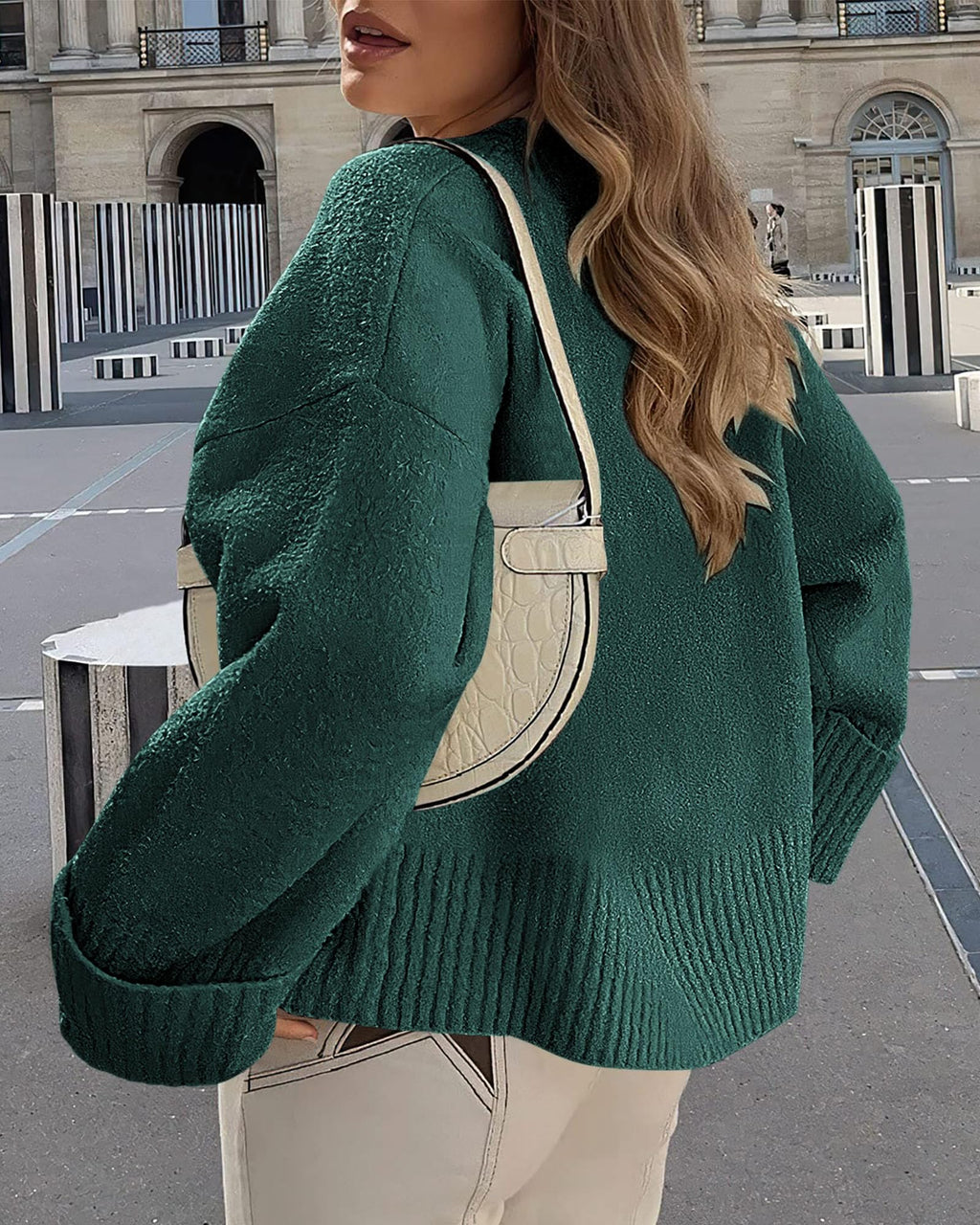 PRETTYGARDEN Women's Fall Oversized Sweaters Casual Crewneck Pullover Long Sleeve Fuzzy Chunky Knit Tops Blouse