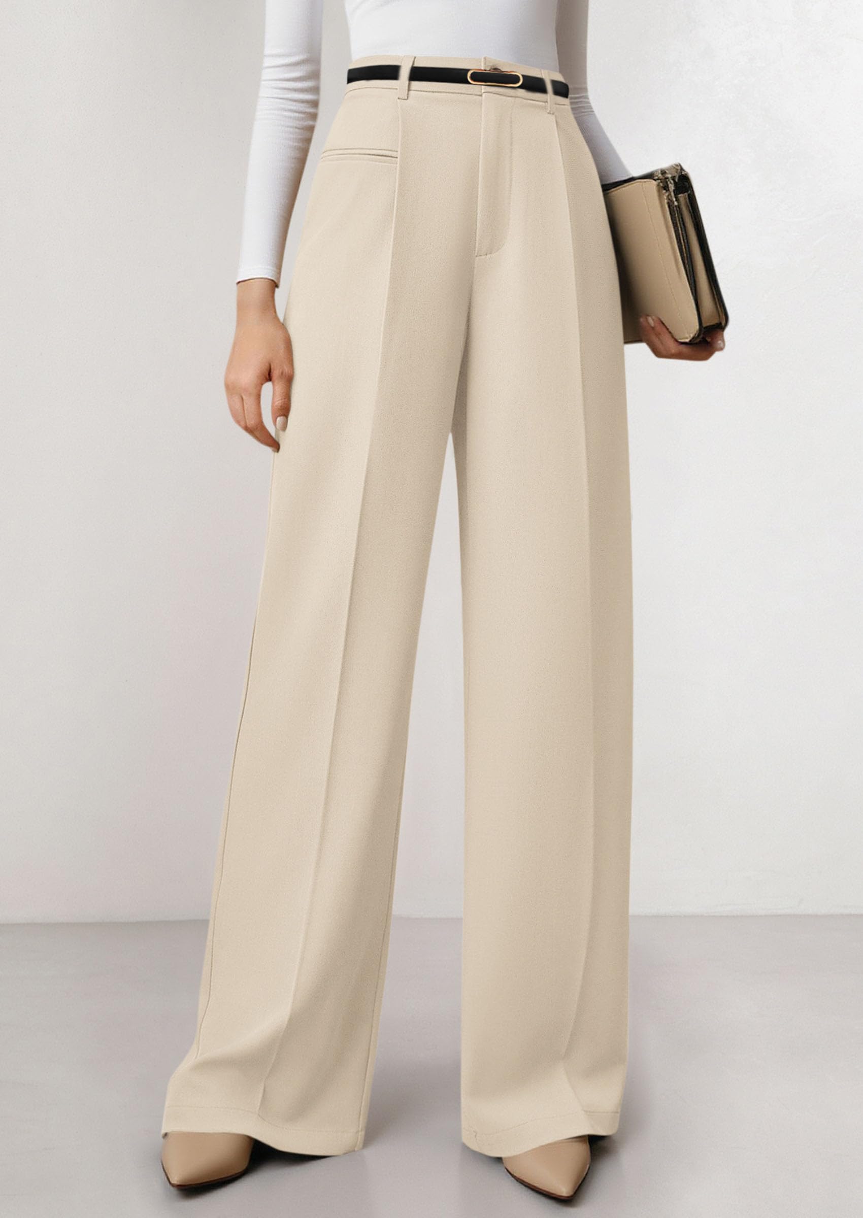 PRETTYGARDEN Womens Wide Leg Dress Pants Business Casual Flowy Work Palazzo Pants High Waisted Slacks Trousers