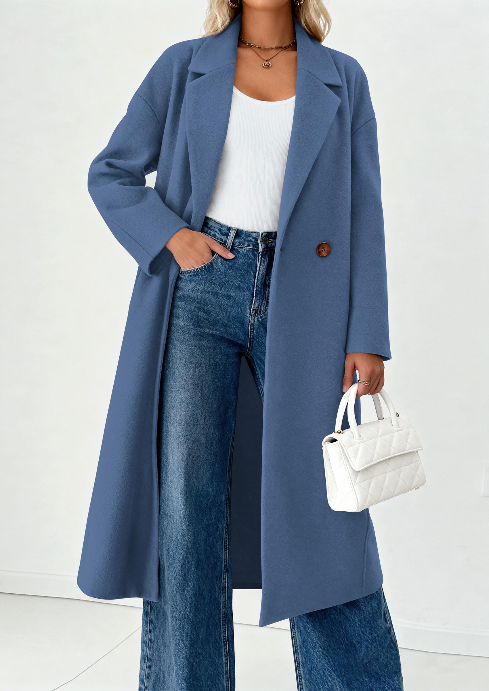 PRETTYGARDEN Womens Winter Coats Trendy Long Sleeve Notch Lapel Button Long Jackets Casual Oversized Vacation Outfits