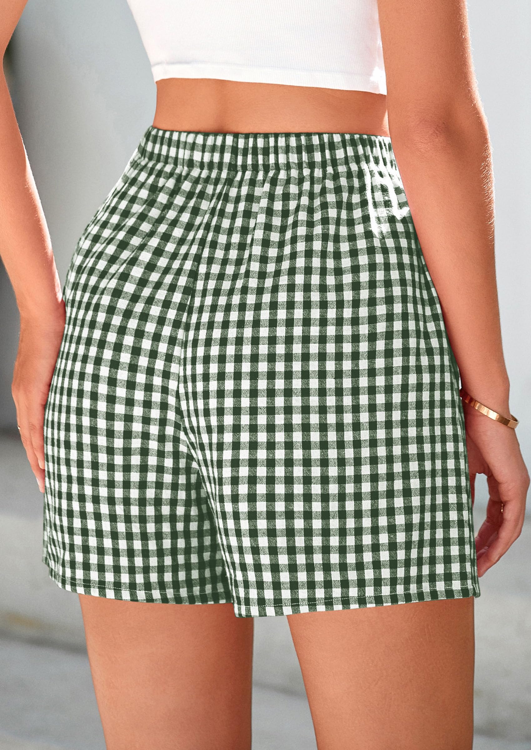 PRETTYGARDEN Womens Shorts Boxers Summer Gingham Pajama Lounge Sleep Y2K Plaid Pj Shorts Beach Bottoms