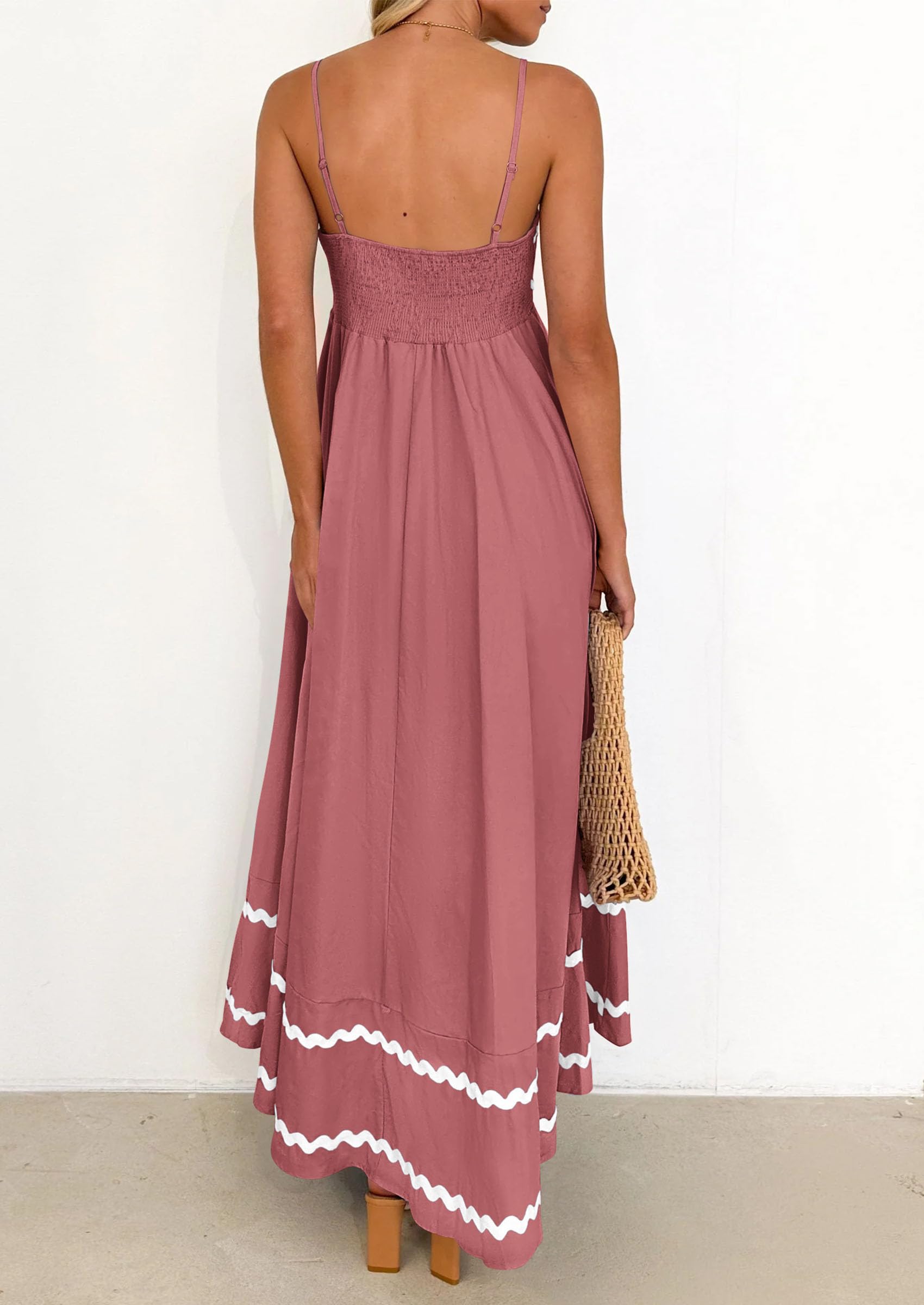 PRETTYGARDEN Women's Summer Flowy Maxi Dress Casual Sleeveless Spaghetti Strap Ruffle Beach Long Dresses