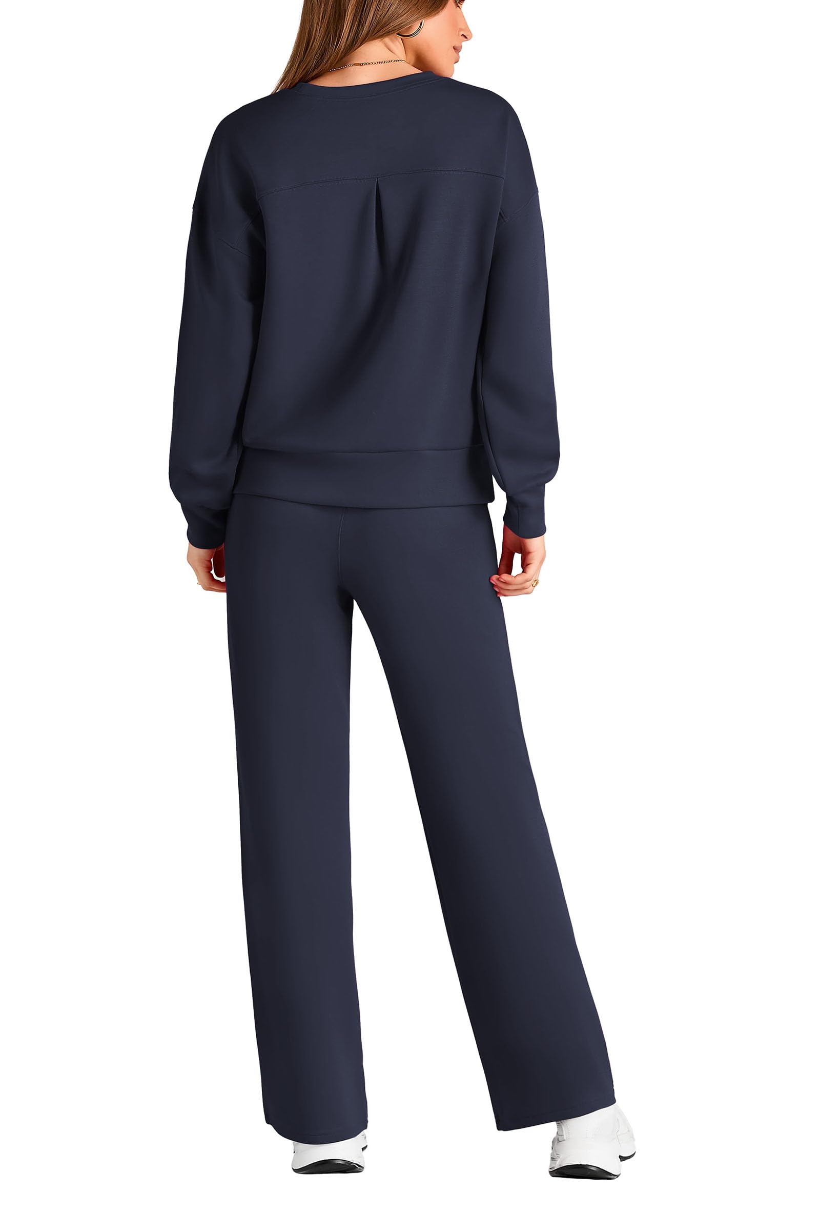 PRETTYGARDEN Womens 2 Piece Outfits Fall Long Sleeve Sweatshirt Wide Leg Pants Lounge Sets Winter Sweatsuits Tracksuit