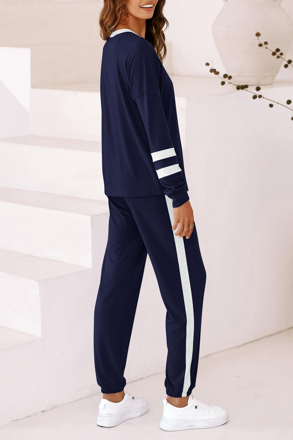 PRETTYGARDEN Women Fall 2 Piece Lounge Outfit Long Sleeve Tops High Waisted Jogger Pants Set Spring Travel Clothes Tracksuit