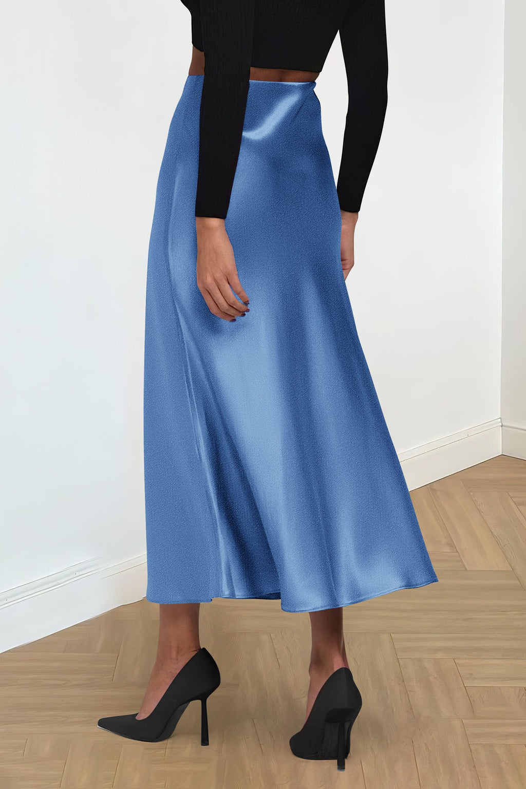 PRETTYGARDEN Women's Satin Skirts Dressy Casual Fall High Waisted Cocktail Wedding Flowy Elegant A Line Midi Skirt