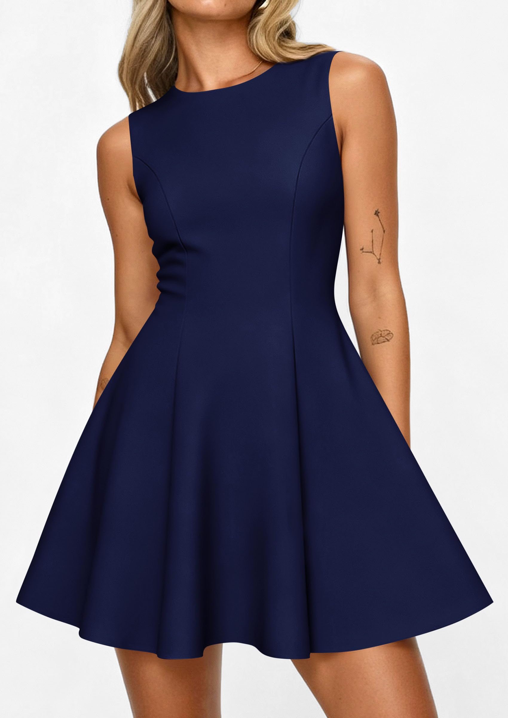 PRETTYGARDEN Cocktail Dresses for Women Summer Formal Boat Neck A Line Spring Elegant Graduation Party Mini Dress