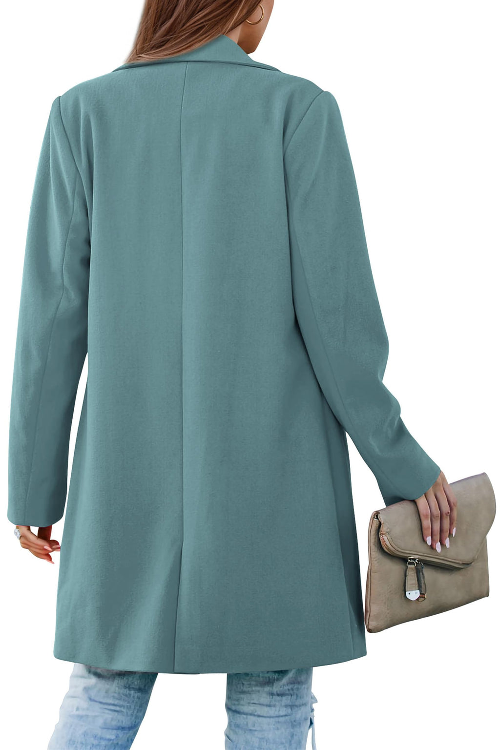 PRETTYGARDEN Women's Spring Fall Long Blazer Jackets Long Sleeve Lapel Pockets Loose Fit Work Casual Blazers Outerwear