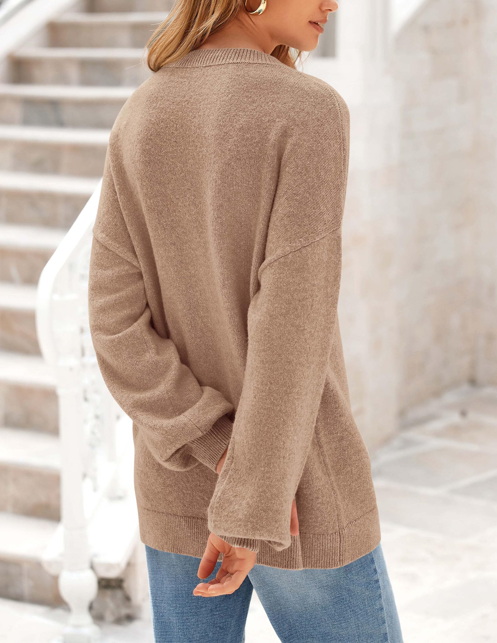 PRETTYGARDEN Women's Fall Sweaters Casual Crew Neck Long Sleeve Pullover Tops Ribbed Knit Loose Fit Winter Clothes