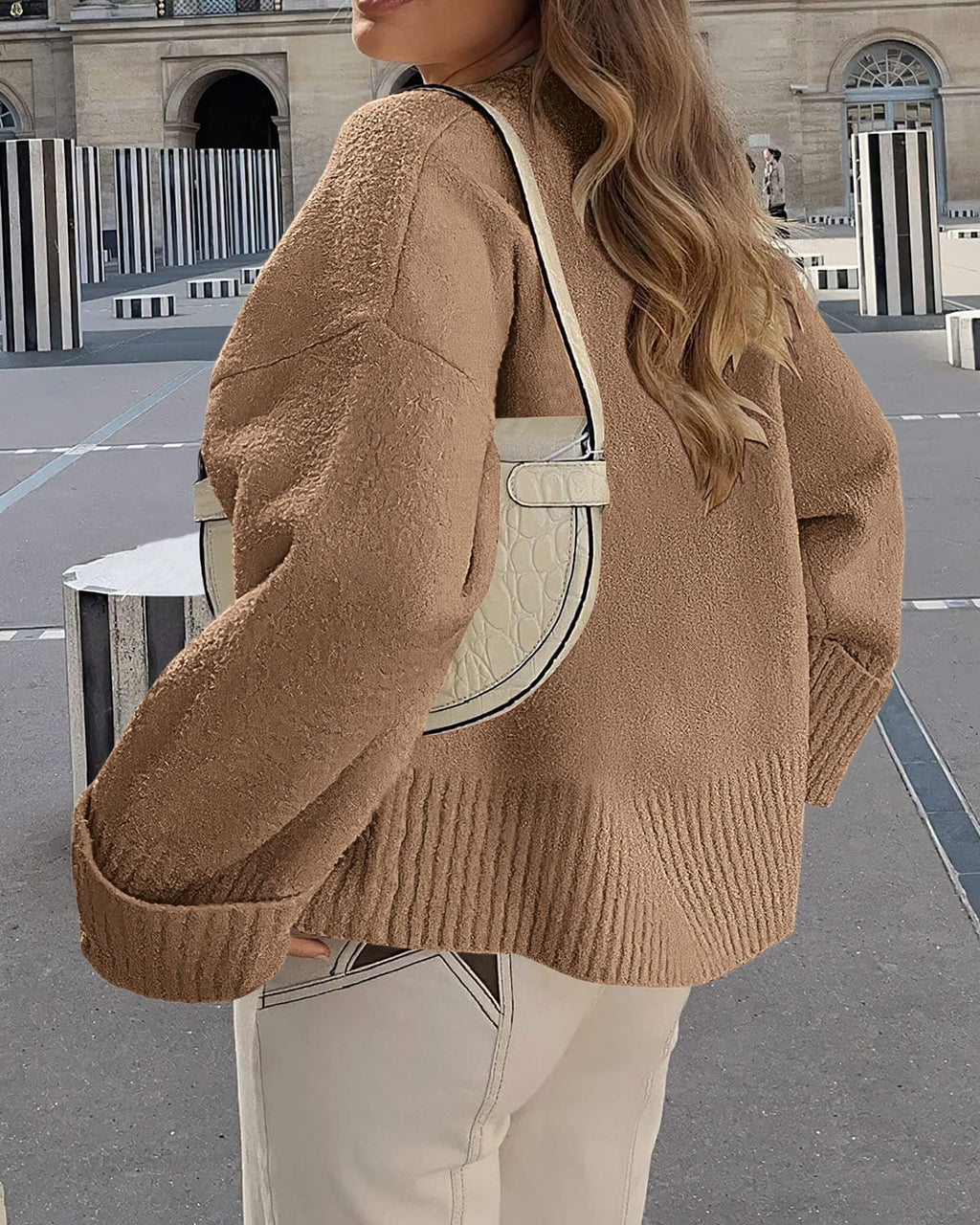 PRETTYGARDEN Women's Fall Oversized Sweaters Casual Crewneck Pullover Long Sleeve Fuzzy Chunky Knit Tops Blouse