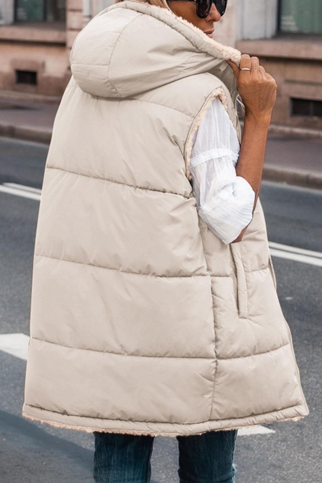 PRETTYGARDEN Womens Fall Reversible Long Vests Sleeveless Fleece Jacket Zip Up Hoodie Pockets Warm Coat Winter Clothing