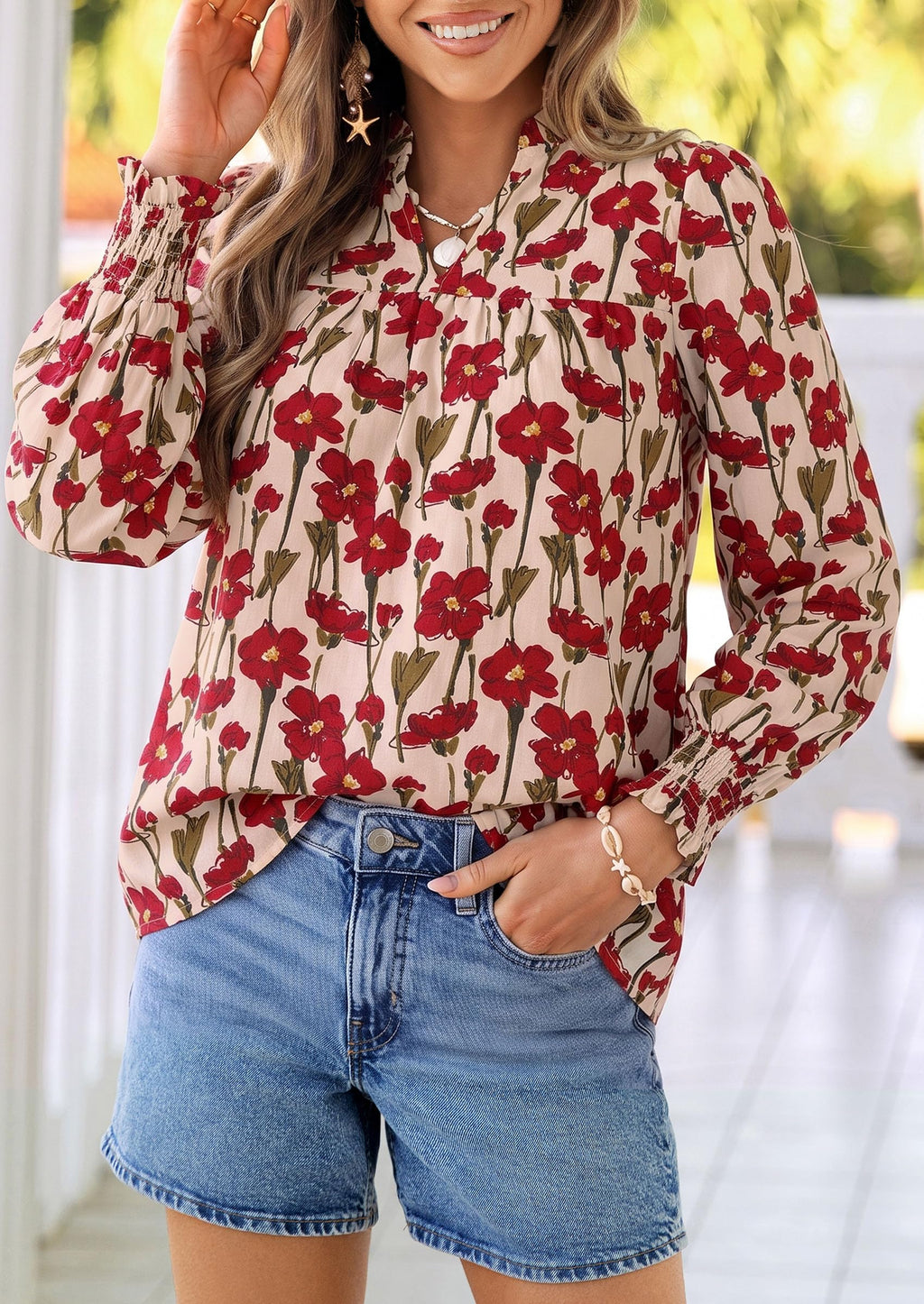 PRETTYGARDEN Women's Boho Floral Blouses Dressy Casual