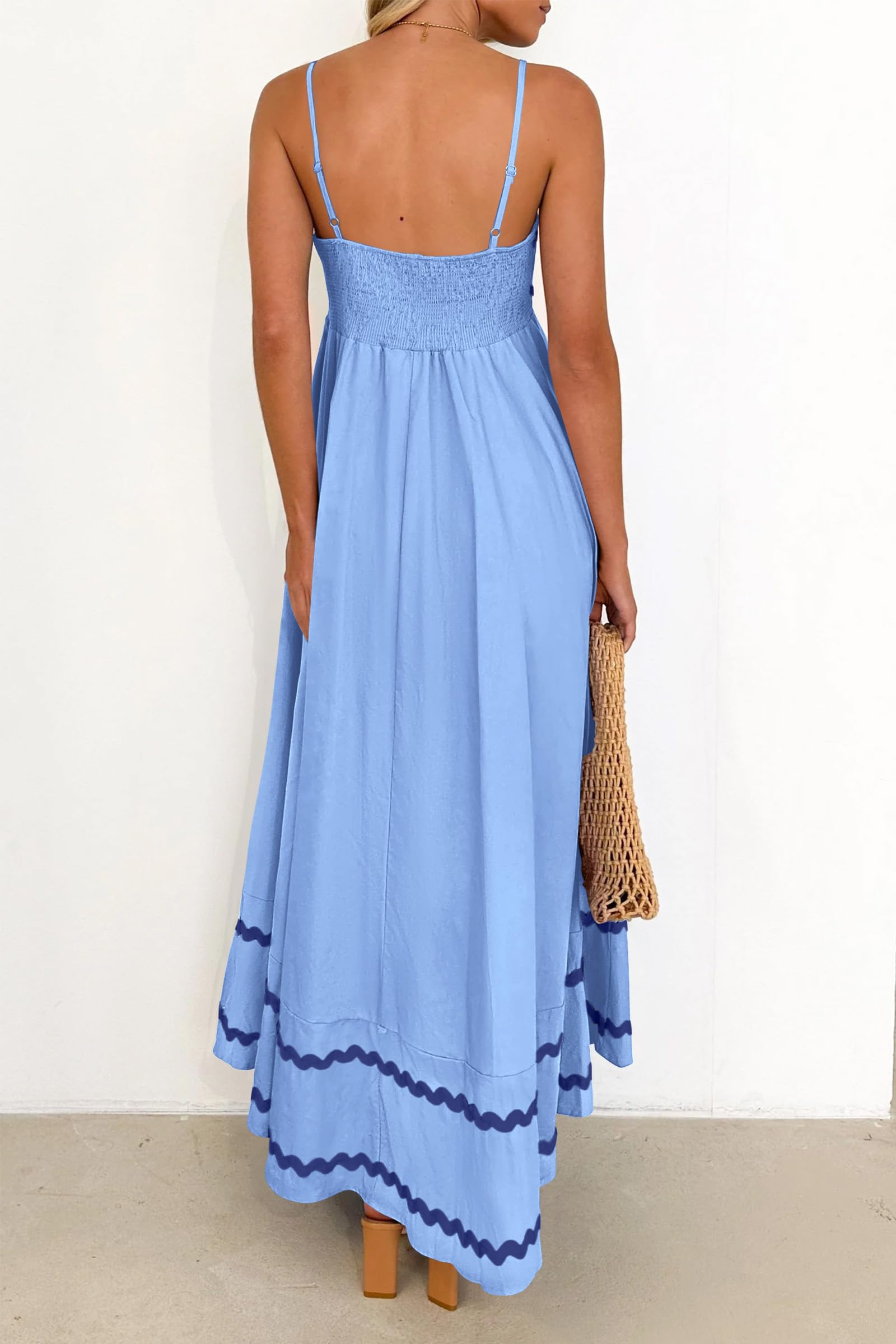 PRETTYGARDEN Women's Summer Flowy Maxi Dress Casual Sleeveless Spaghetti Strap Ruffle Beach Long Dresses