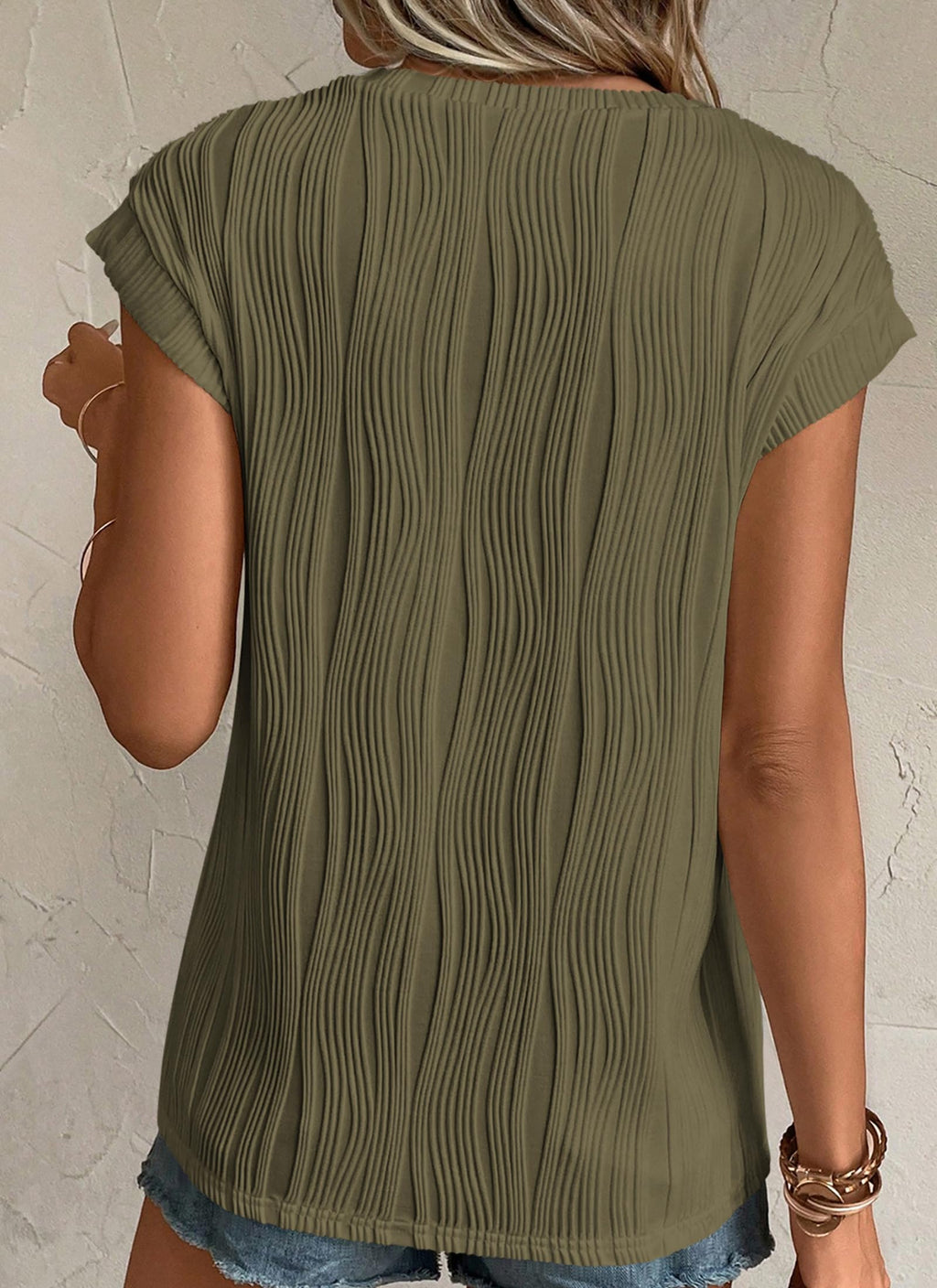 PRETTYGARDEN Blouses for Women Dressy Casual Spring Summer Business Office Tops Cap Sleeve Textured Cute Work Shirt