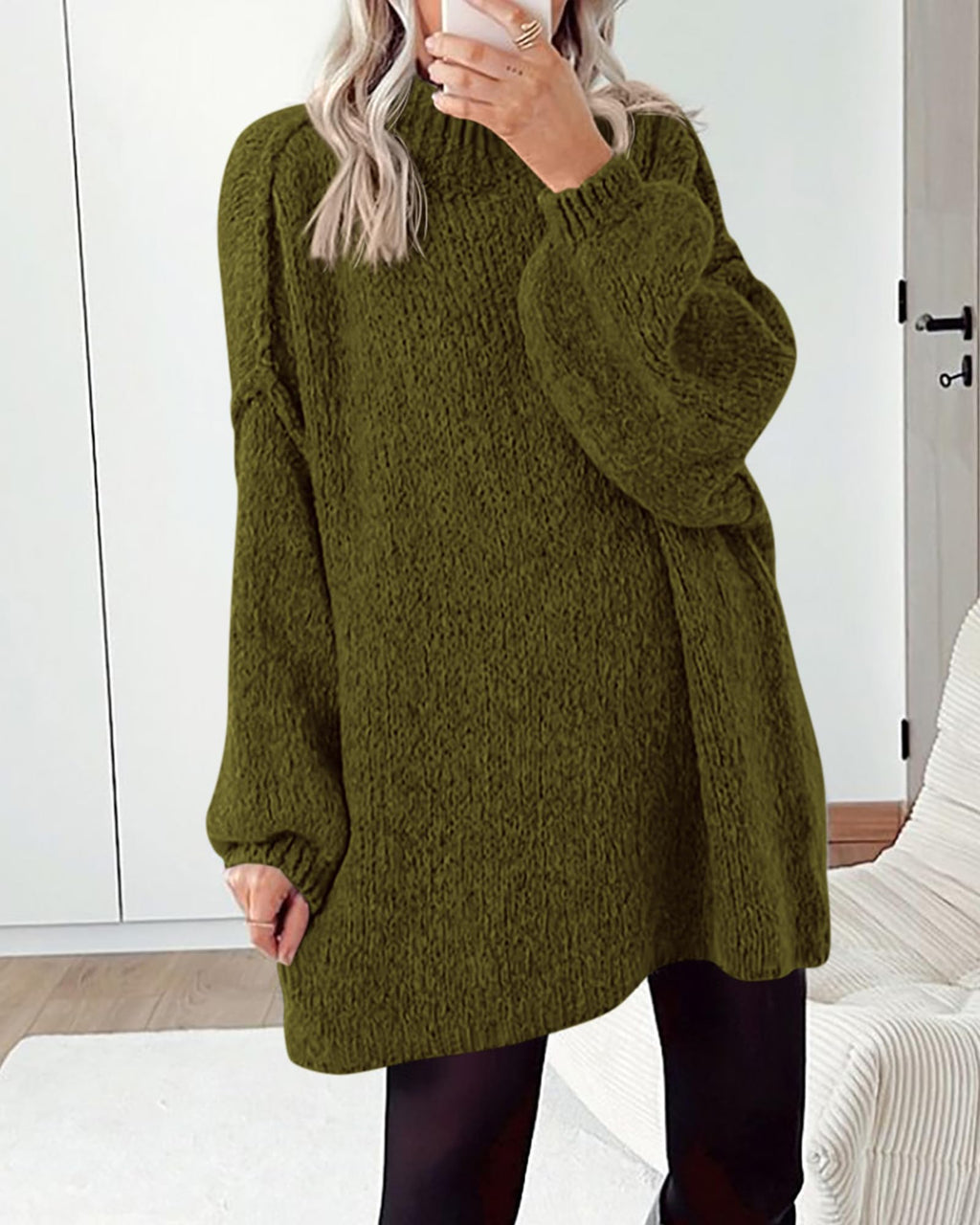 BTFBM Sweaters for Women Fall Long Sleeve Mock Neck Cable Knit Oversized Sweater Pullover Tops Thick Winter Clothes