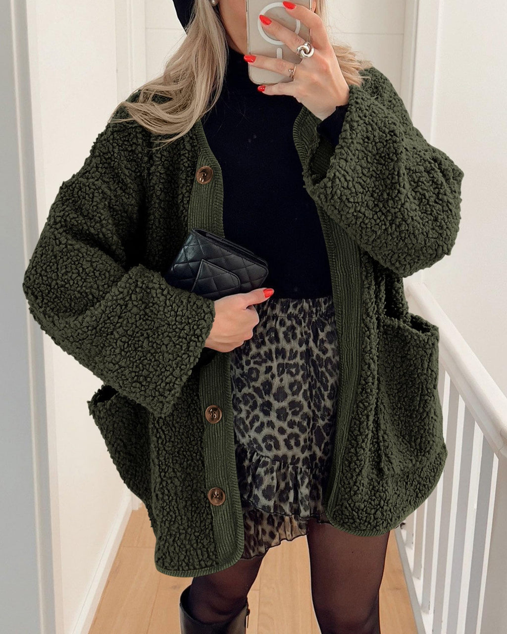 PRETTYGARDEN Women's Winter Coats Long Sleeve Button up Fuzzy Sherpa Fleece Jackets Outerwear Fall Fashion Clothes