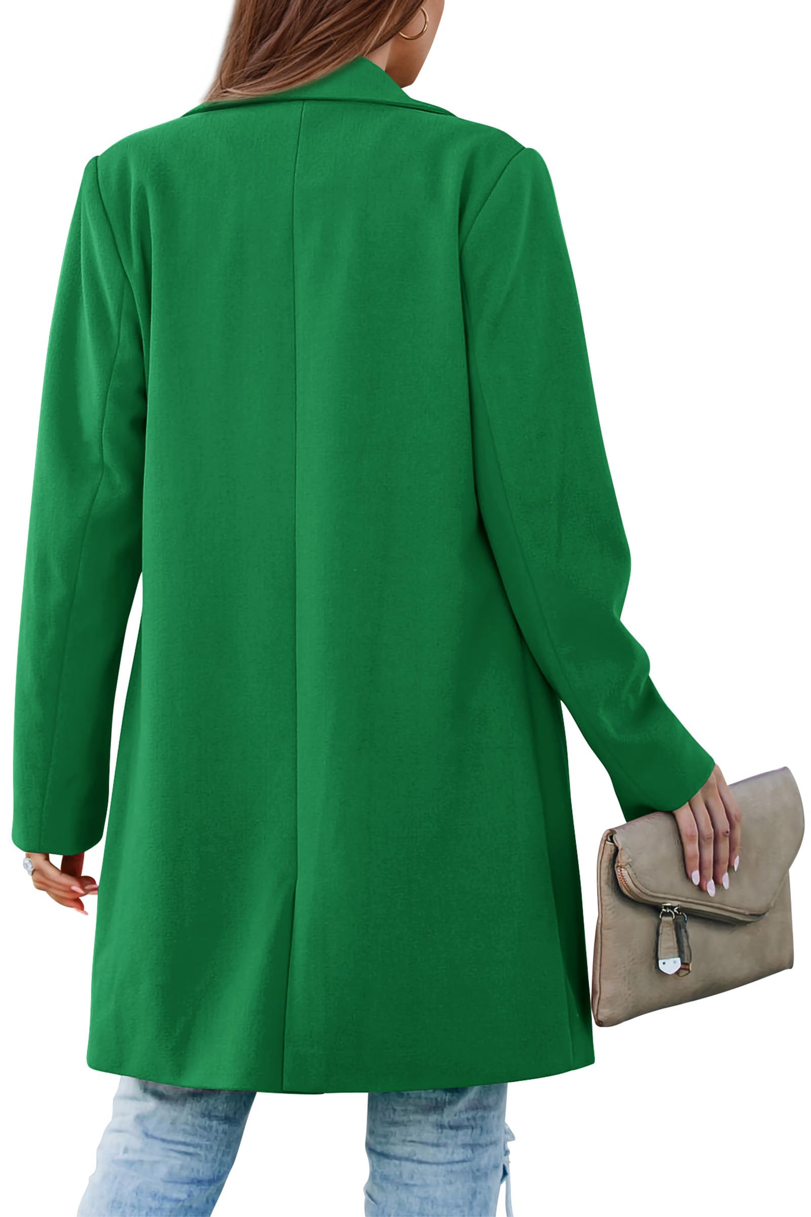 PRETTYGARDEN Women's Spring Fall Long Blazer Jackets Long Sleeve Lapel Pockets Loose Fit Work Casual Blazers Outerwear