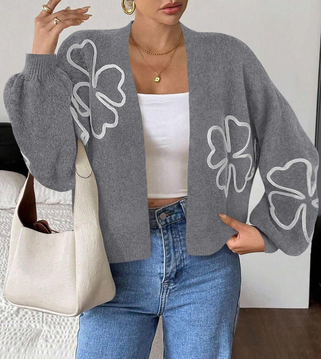 PRETTYGARDEN Women's Floral Oversized Cardigan Sweaters Trendy Fall Outfits Long Sleeve Sweater Jacket, Open Front Coat, Cozy Soft Chunky Knit, Casual Outerwear,Winter Fashion Clothing