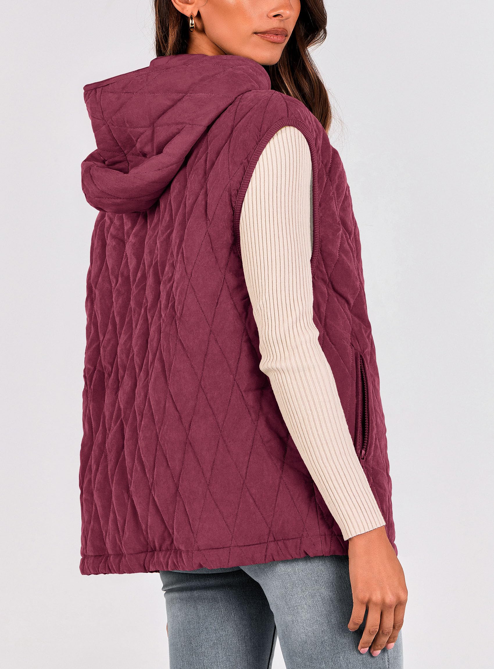 PRETTYGARDEN Women's Fall Spring Vest Casual Sleeveless Hooded Zip Up Jacket Trendy Winter Coat Outerwear