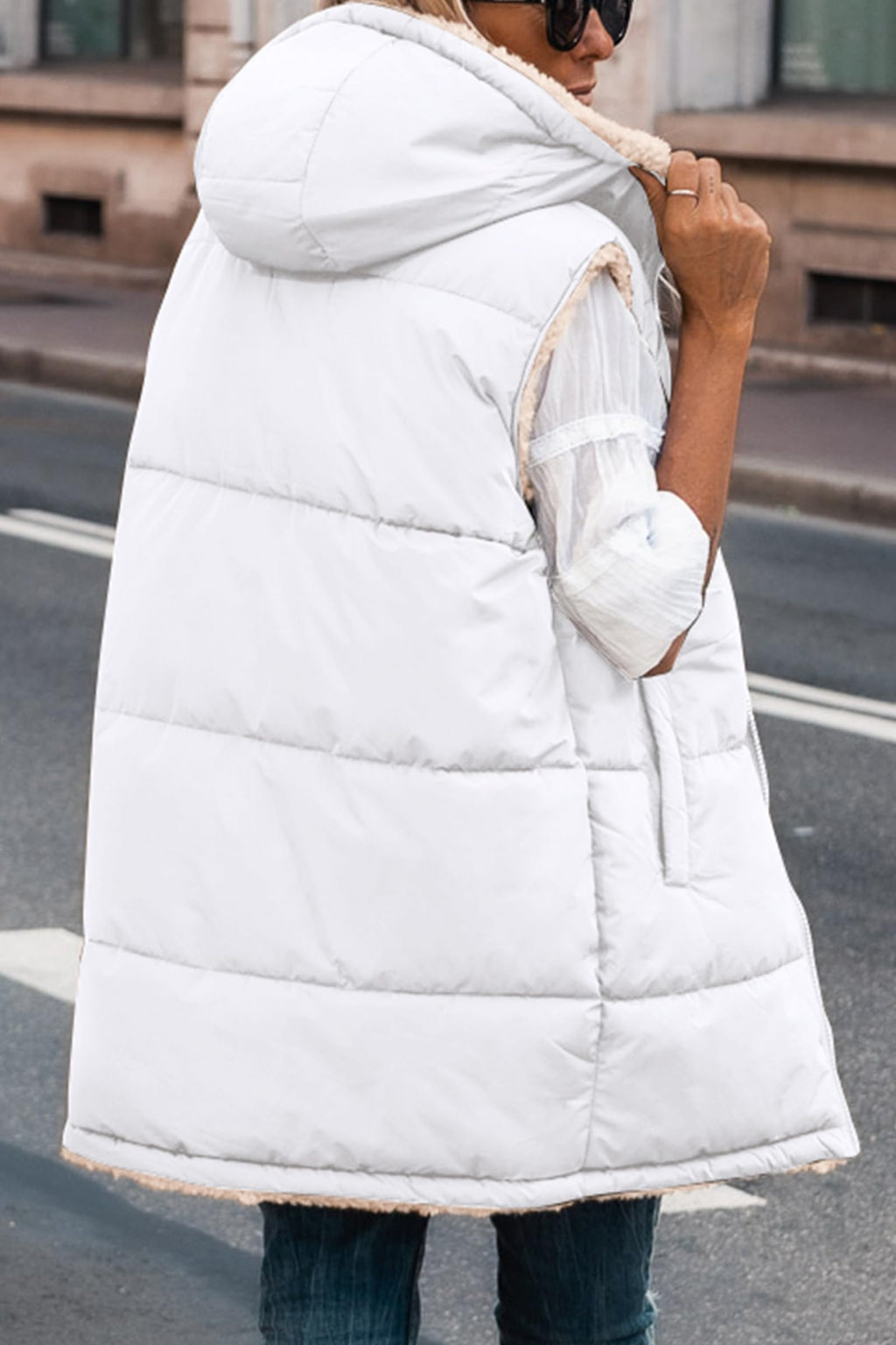 PRETTYGARDEN Womens Fall Reversible Long Vests Sleeveless Fleece Jacket Zip Up Hoodie Pockets Warm Coat Winter Clothing
