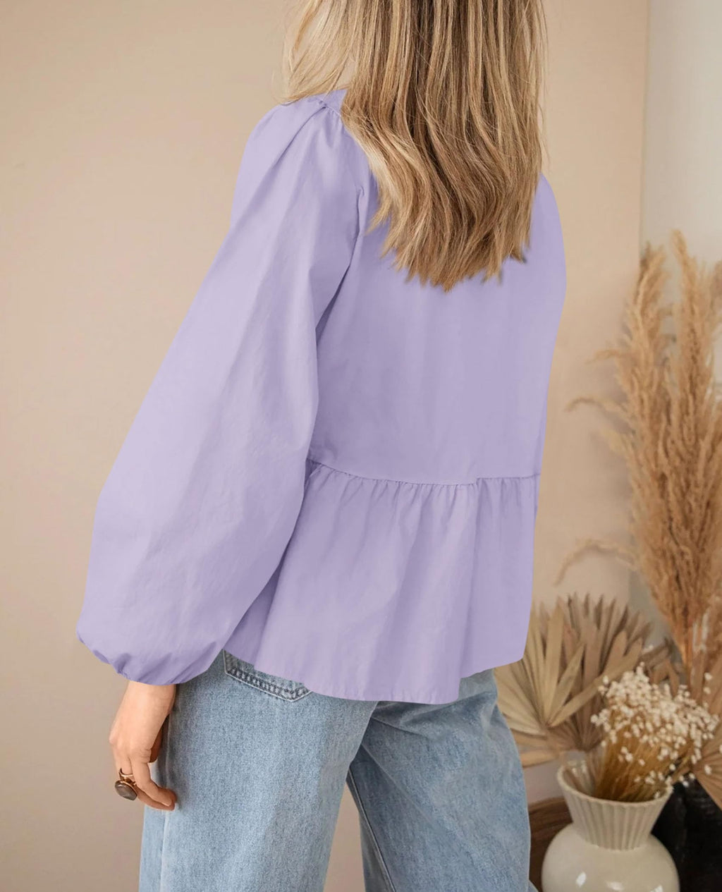 PRETTYGARDEN Women's Spring Fall Babydoll Peplum Blouse Shirt Puff Long Sleeve Bow Tie Front Trendy Cute Y2K Going Out Tops