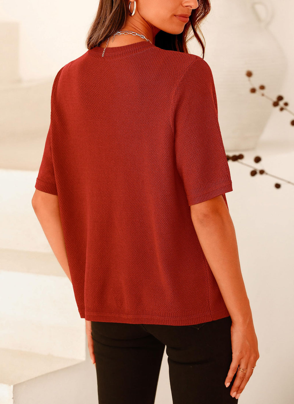 PRETTYGARDEN Women's Summer Button Down Shirts Casual Short Sleeve Crew Neck Ribbed Knit Blouse Top Cardigans