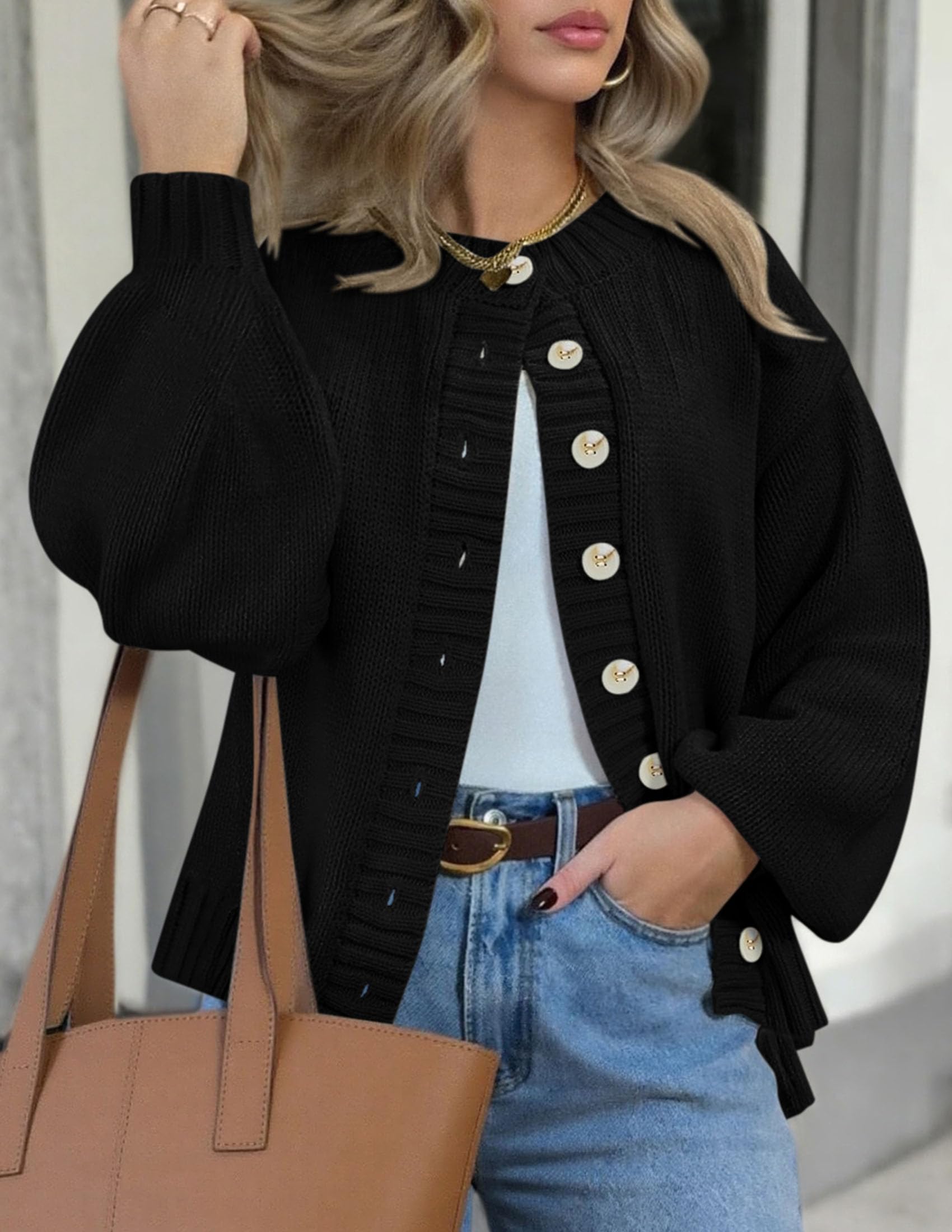 PRETTYGARDEN Women's Winter Cardigan Sweaters Trendy Chunky Knit Long Sleeve Button Up Casual Warm Fall Jackets Coats