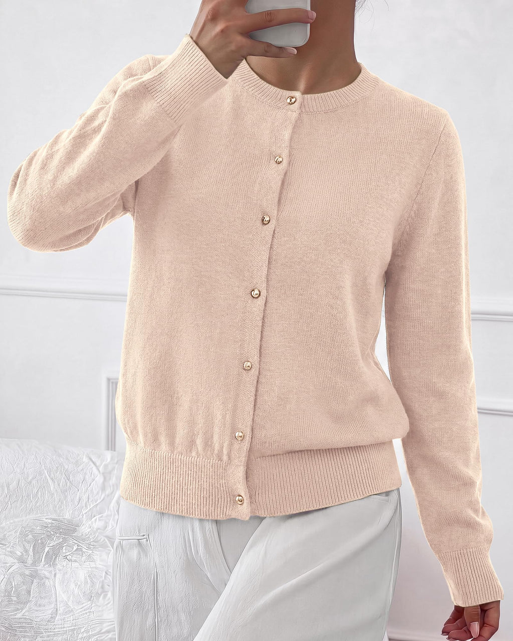 BTFBM Button Cardigan Sweaters for Women Fall Clothes Ribbed Knit Open Front Cardigan, Long Sleeve Sweater, Cozy Soft Stretchy Outerwear, Relaxed Fit, Trendy Winter Outfits