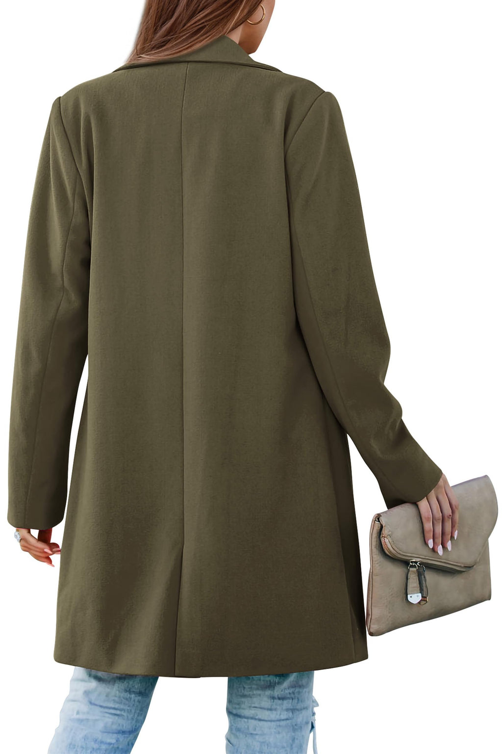 PRETTYGARDEN Women's Spring Fall Long Blazer Jackets Long Sleeve Lapel Pockets Loose Fit Work Casual Blazers Outerwear