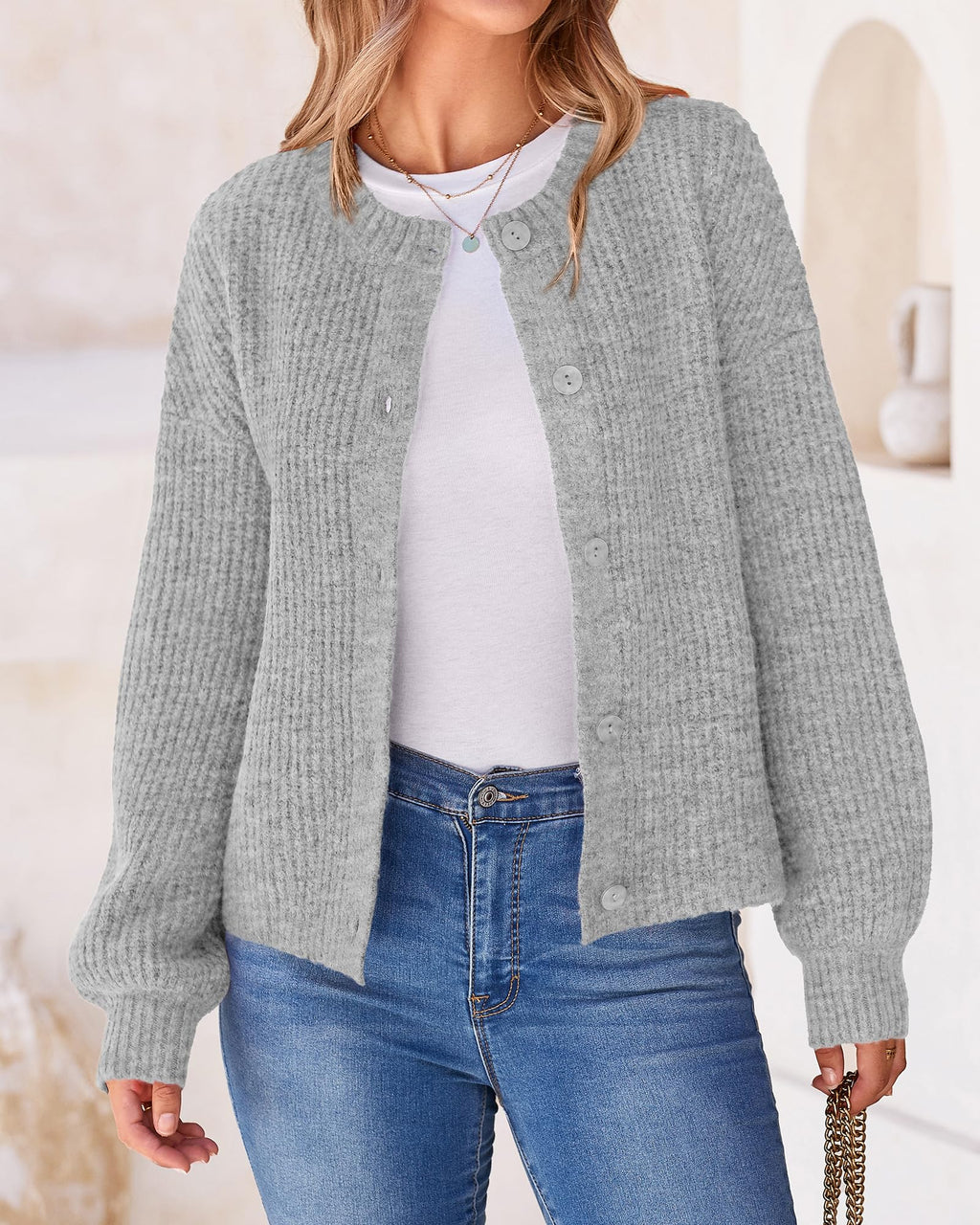 BTFBM Cardigan Sweaters for Women Fall Long Sleeve Button Down Soft Loose Chunky Knit Outwear Cropped Winter Coats
