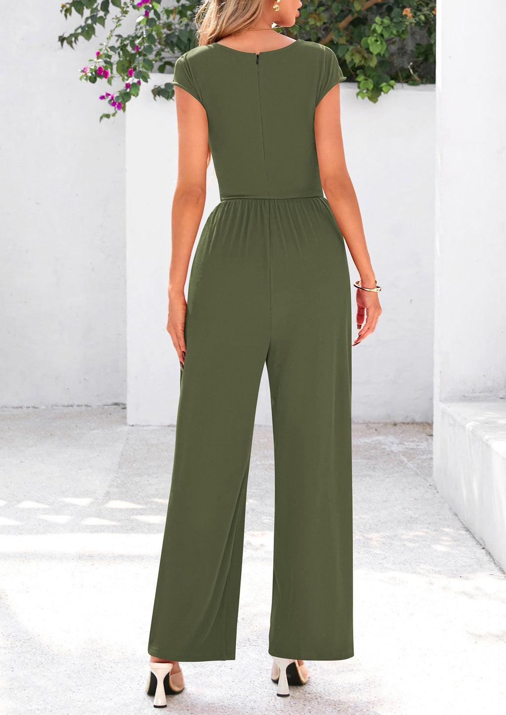 PRETTYGARDEN Summer Jumpsuits for Women Dressy Ribbed Cap Sleeve Wide Leg Pants Rompers Elegant Casual One Piece Outfits