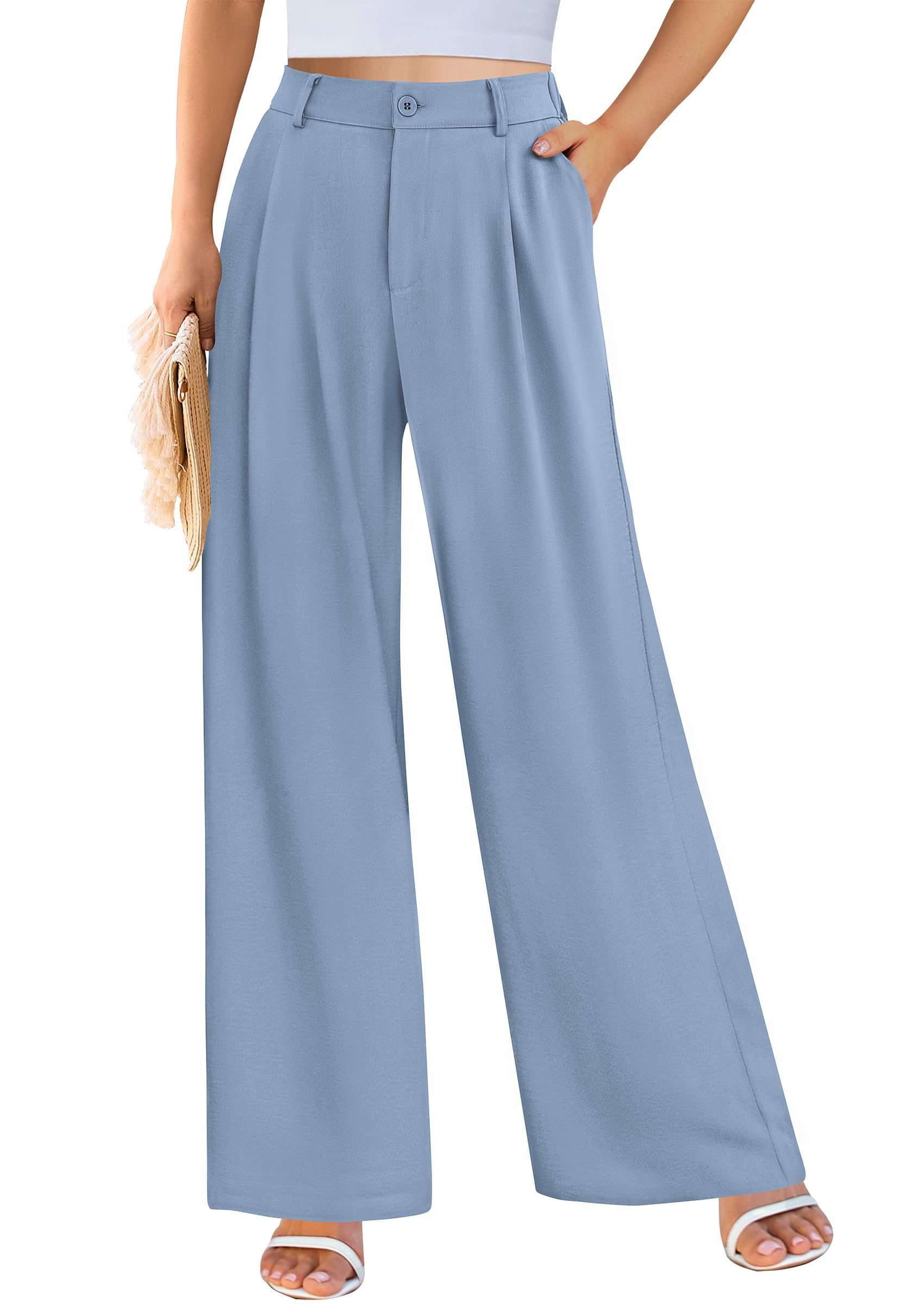 PRETTYGARDEN Wide Leg Pants for Women Trendy Fall High Waisted Business Casual Outfits Work Pant Trousers