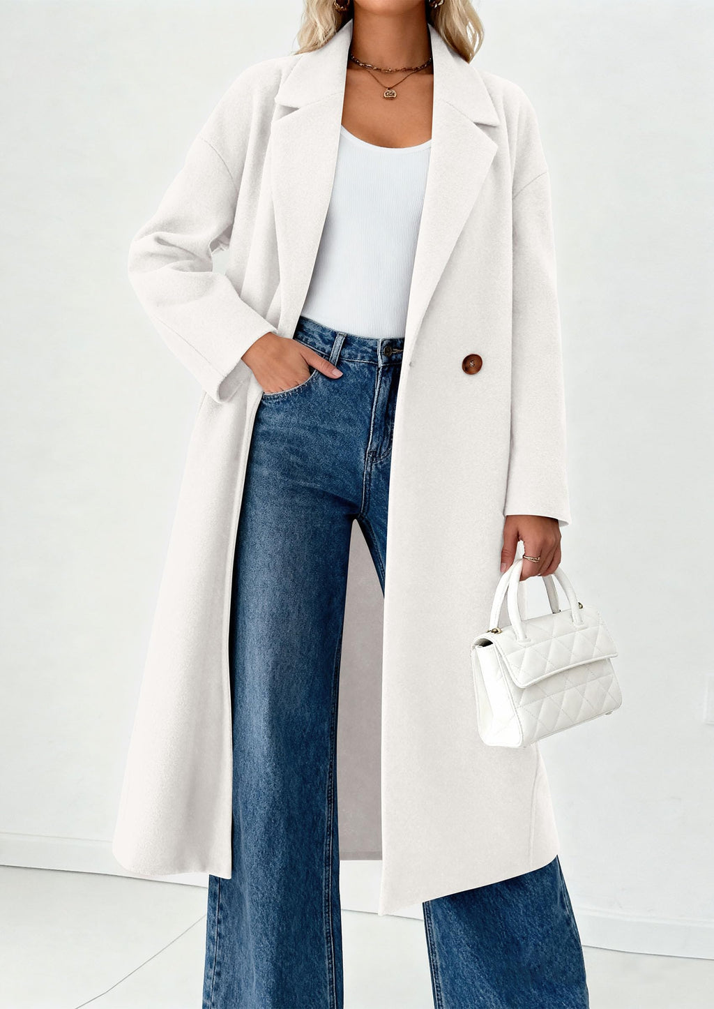 PRETTYGARDEN Womens Winter Coats Trendy Long Sleeve Notch Lapel Button Long Jackets Casual Oversized Vacation Outfits