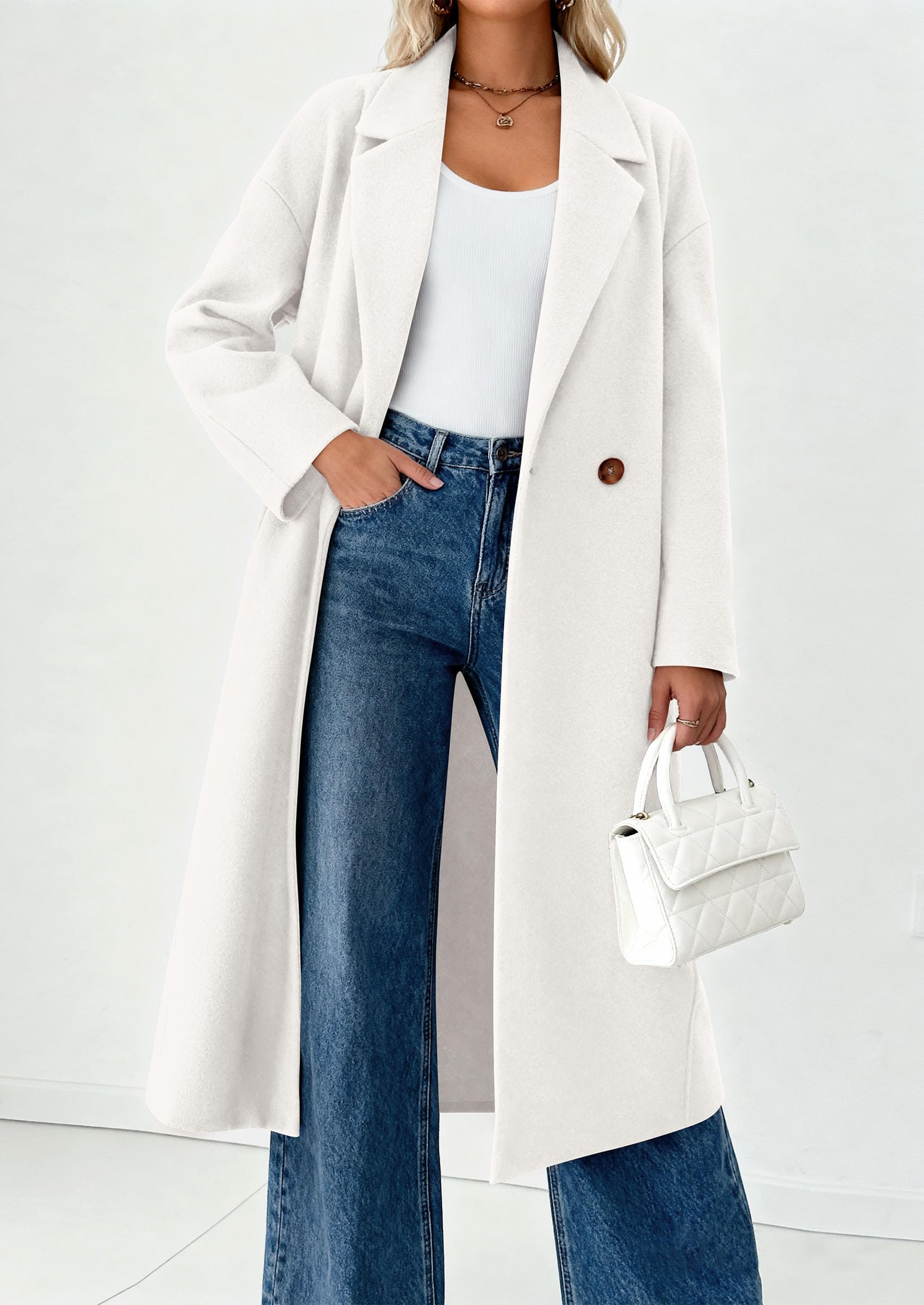 PRETTYGARDEN Womens Winter Coats Trendy Long Sleeve Notch Lapel Button Long Jackets Casual Oversized Vacation Outfits