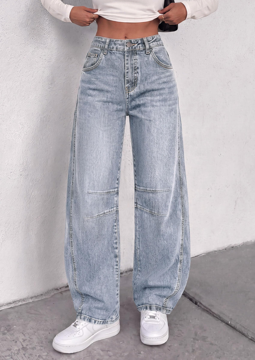 PRETTYGARDEN Women's Barrel Baggy Jeans High Waisted Pants