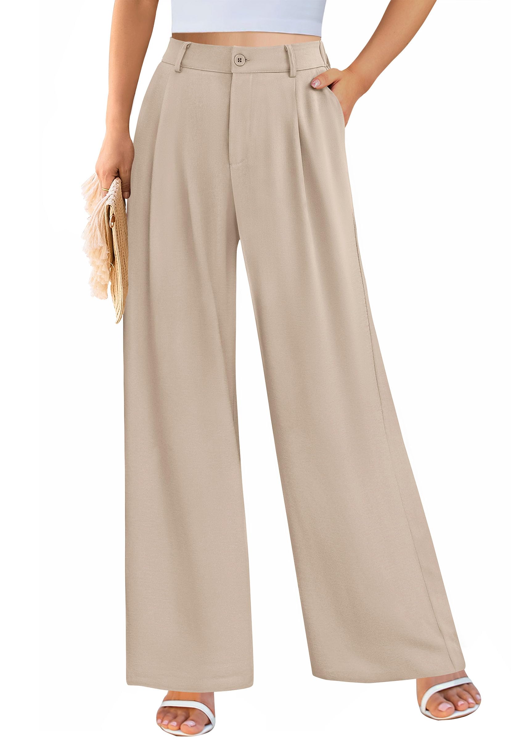 PRETTYGARDEN Wide Leg Pants for Women Trendy Fall High Waisted Business Casual Outfits Work Pant Trousers