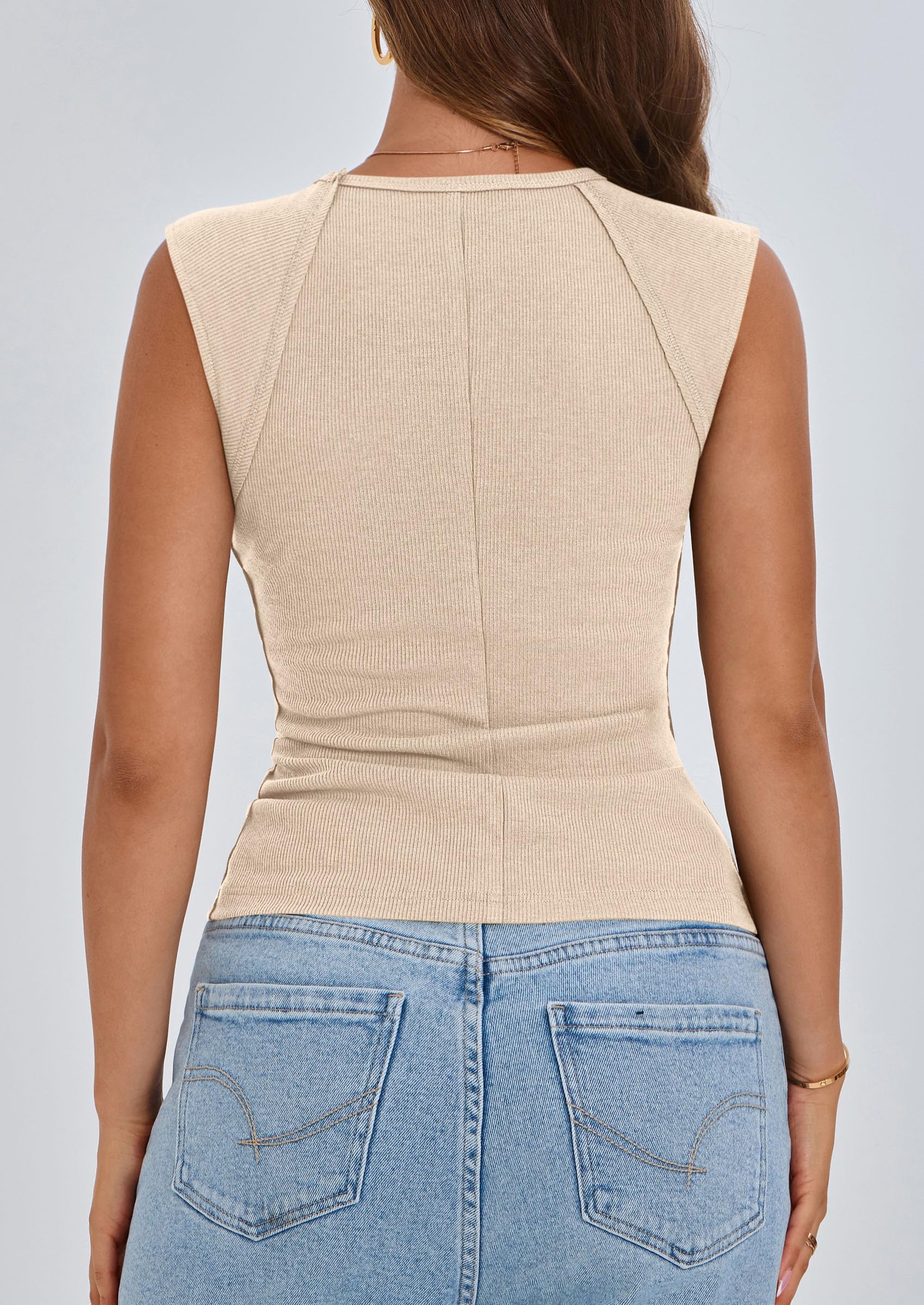 PRETTYGARDEN Women's Ribbed Tank Tops Summer Cap Sleeve Slim Fitted Knit Basic Casual Tee Shirts Trendy Fashion Clothes