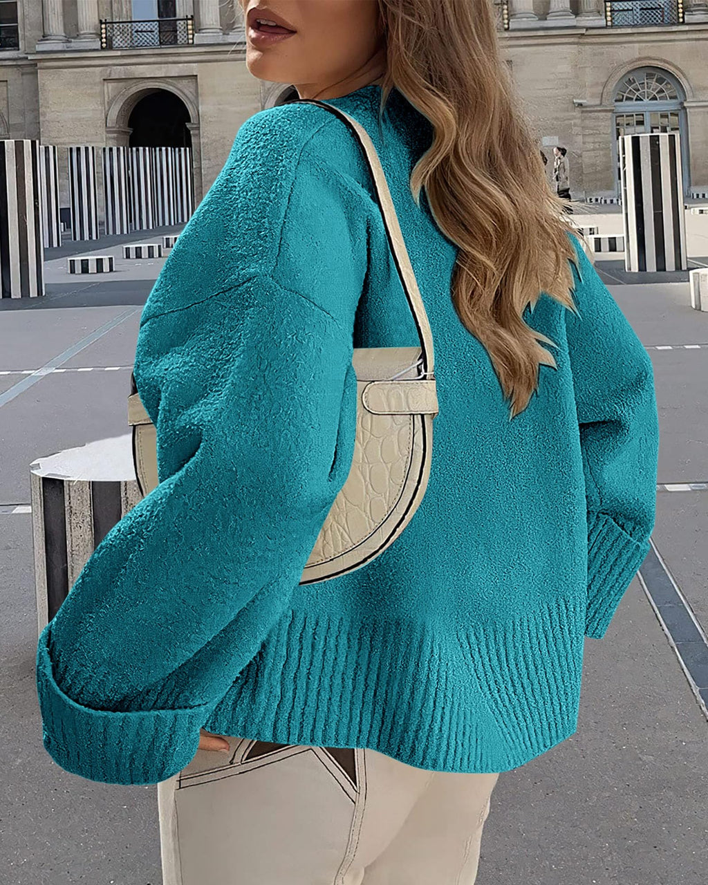 PRETTYGARDEN Women's Fall Oversized Sweaters Casual Crewneck Pullover Long Sleeve Fuzzy Chunky Knit Tops Blouse