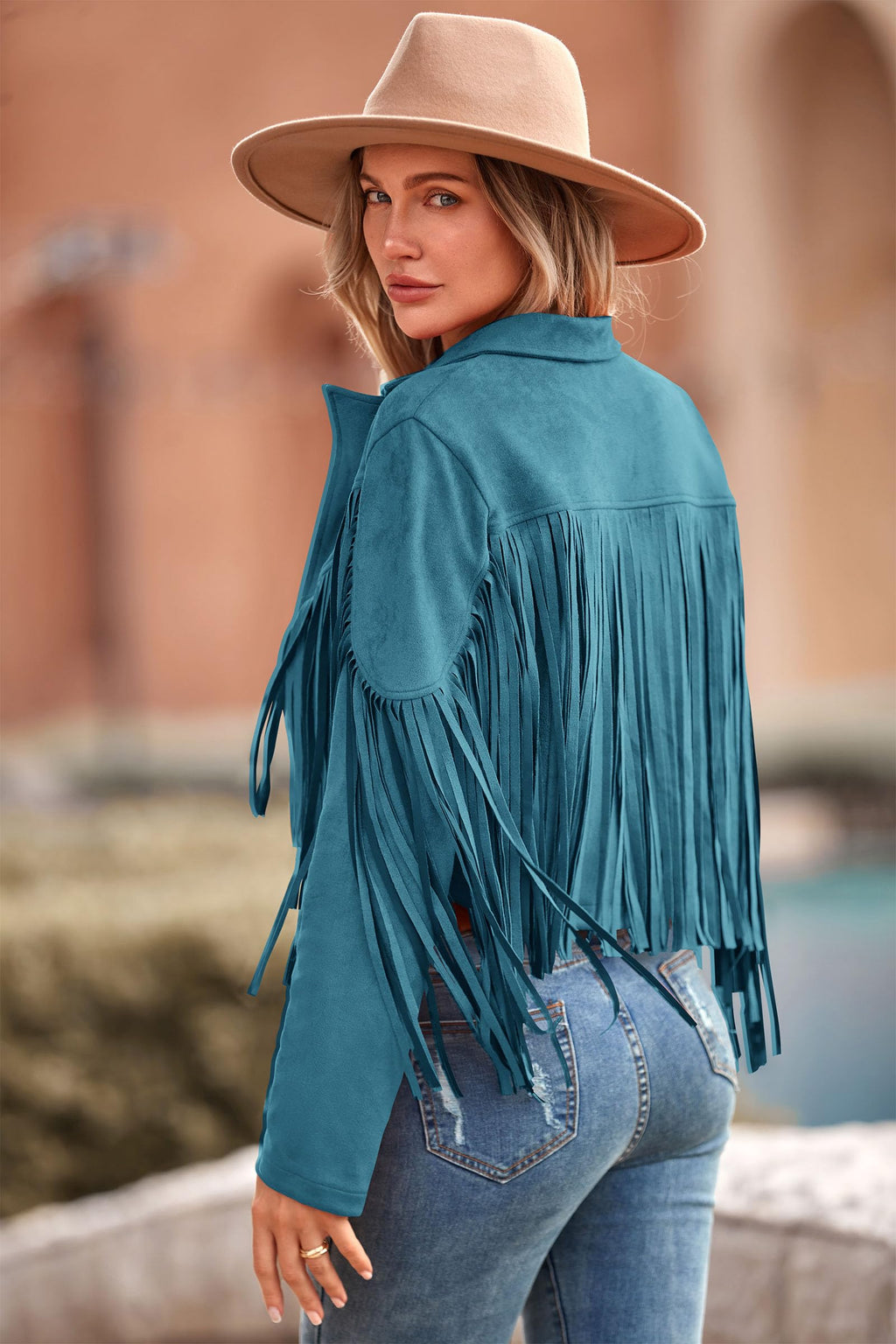 PRETTYGARDEN Women's Fringe Faux Suede Leather Jackets Fall Fashion Tassel Motorcycle Cropped Coats