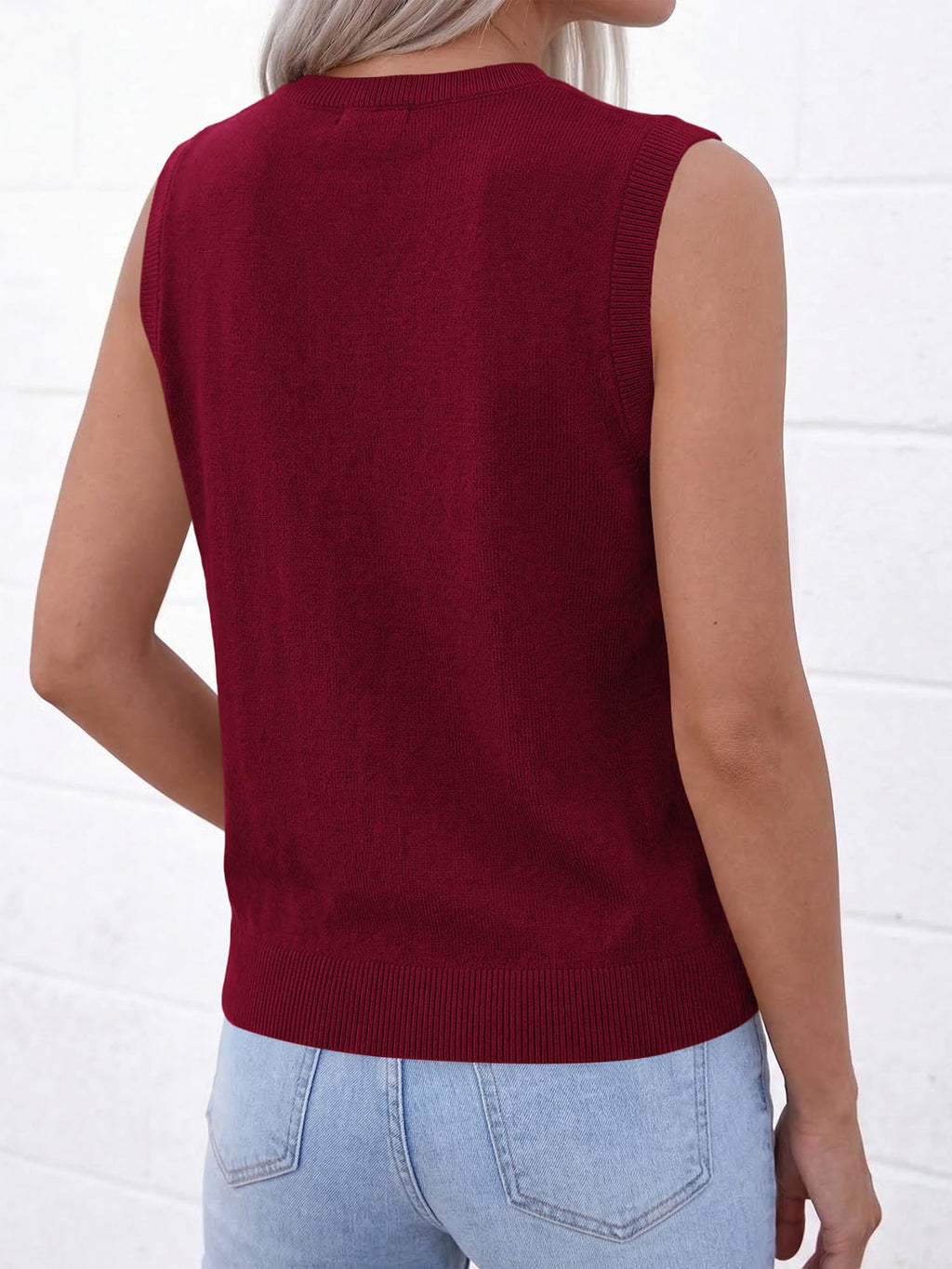 BTFBM Sweater Vest Women Casual Crewneck Loose Button Down Knit Sleeveless Cardigan Spring Clothes Summer Vest Tops