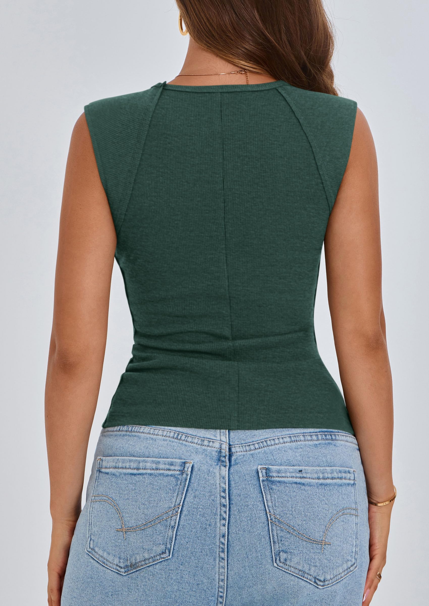PRETTYGARDEN Women's Ribbed Tank Tops Summer Cap Sleeve Slim Fitted Knit Basic Casual Tee Shirts Trendy Fashion Clothes