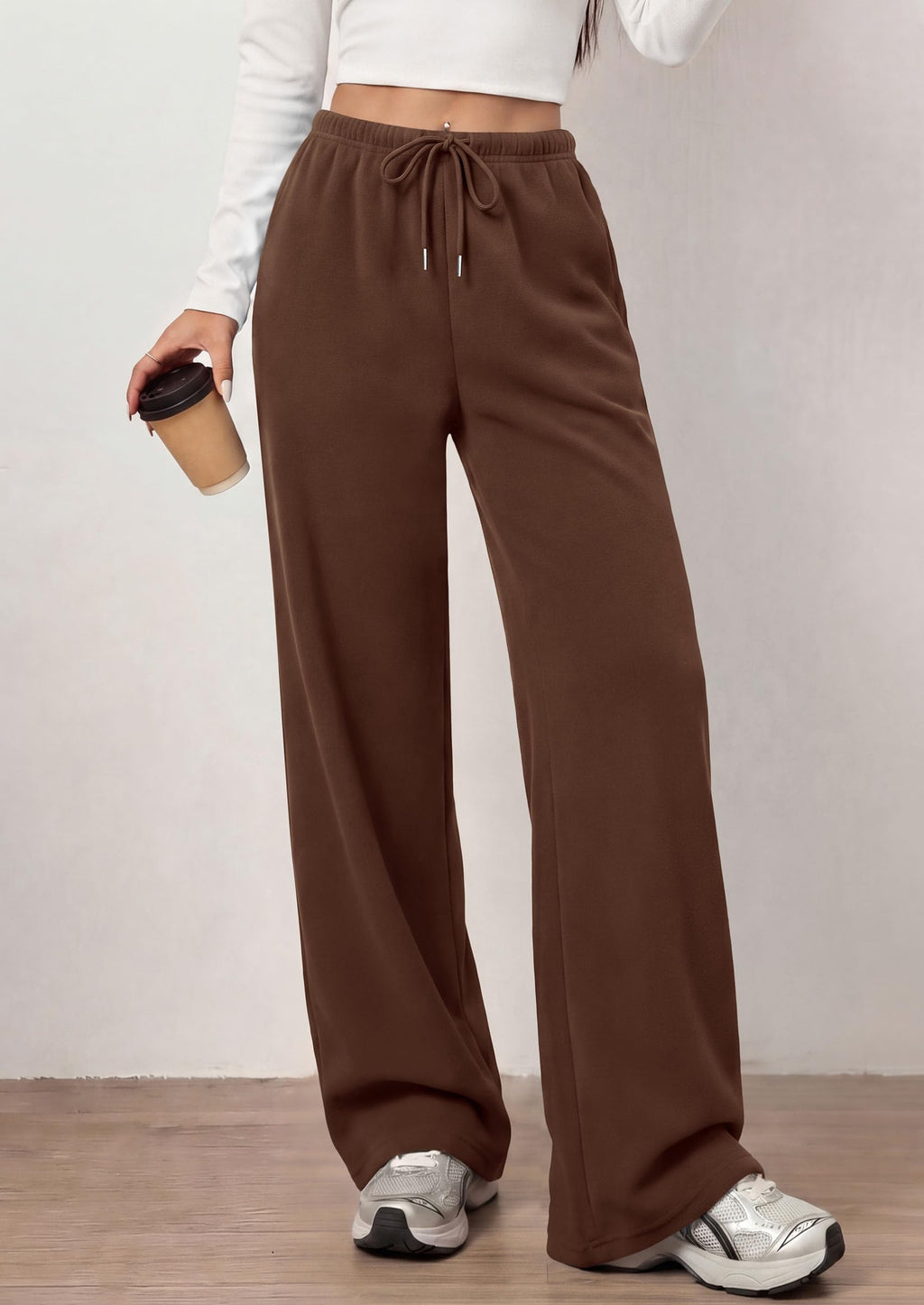 PRETTYGARDEN Womens Wide Leg Sweatpants Fleece Lounge Pants | Elastic Drawstring Waist,Baggy Jogger Yoga Sweat pants,Pockets,Fall Winter Clothes,Loose Daily Casual & Loungewear Trousers