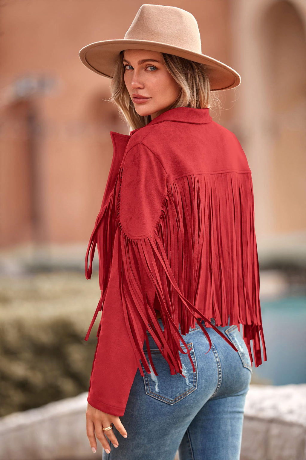 PRETTYGARDEN Women's Fringe Faux Suede Leather Jackets Fall Fashion Tassel Motorcycle Cropped Coats