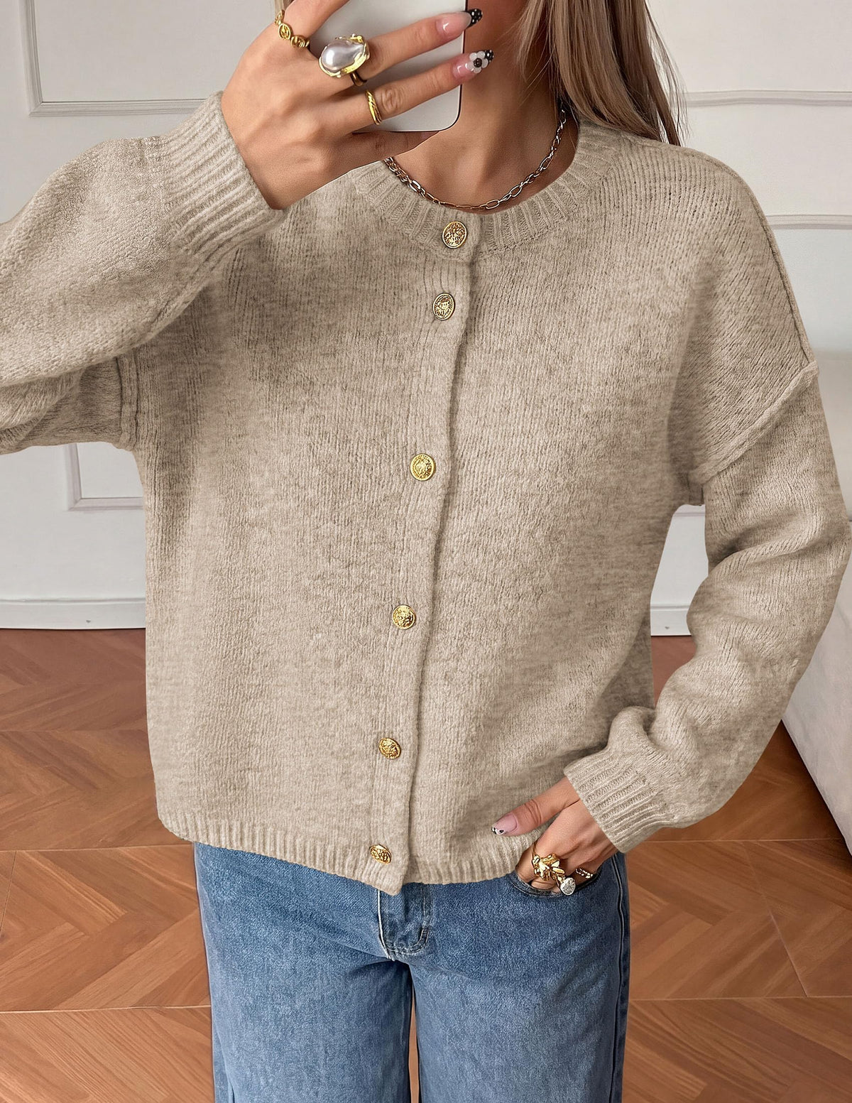 PRETTYGARDEN Women's Button up Chunky Knit Cardigan Sweaters Crew Neck, Long Sleeve, Oversized Sweaters, Relaxed Fit, Soft Cozy Casual Outerwear, Fall Outfits, Winter Fashion Clothing