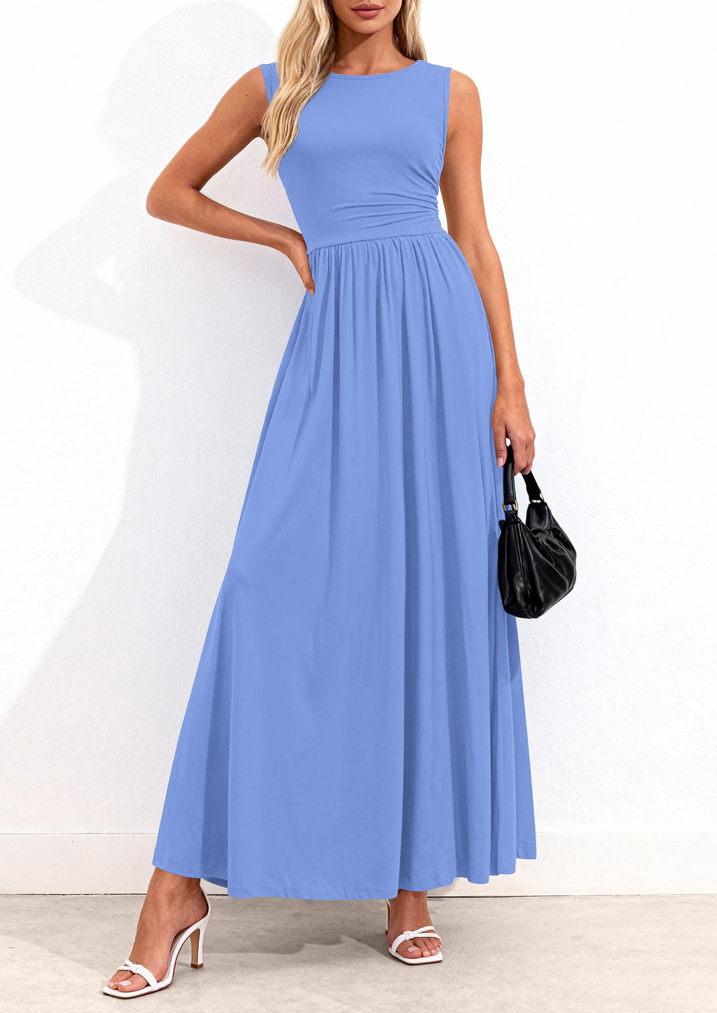 PRETTYGARDEN Summer Maxi Dresses for Women Sleeveless A Line Flowy Long Casual Sundress Wedding Guest Fashion Clothing